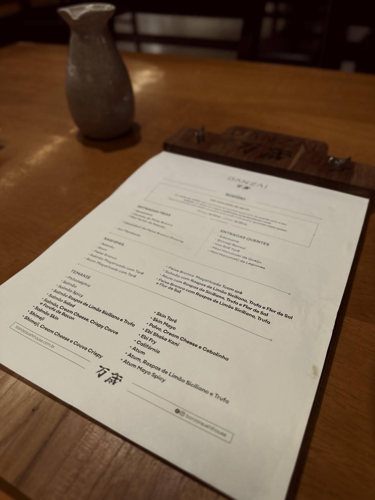 Banzai Sushi House cardápio