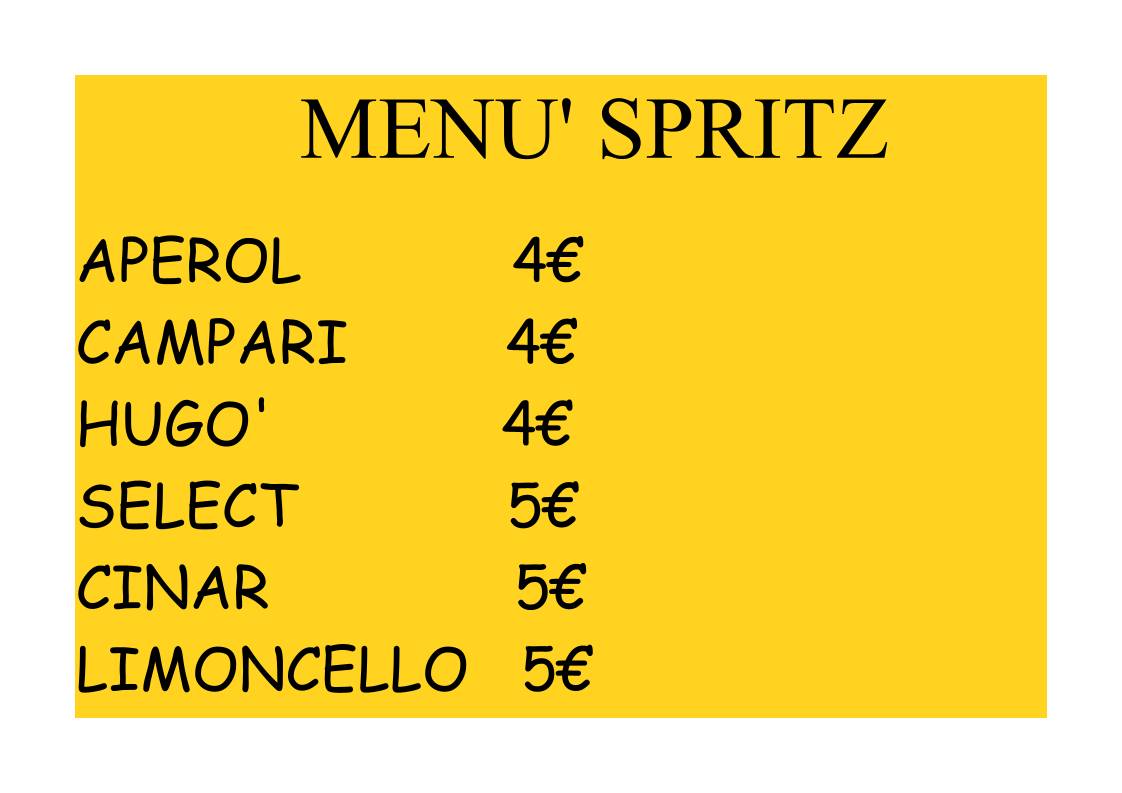 Menu di Bar Ambaradan Chupiteria 