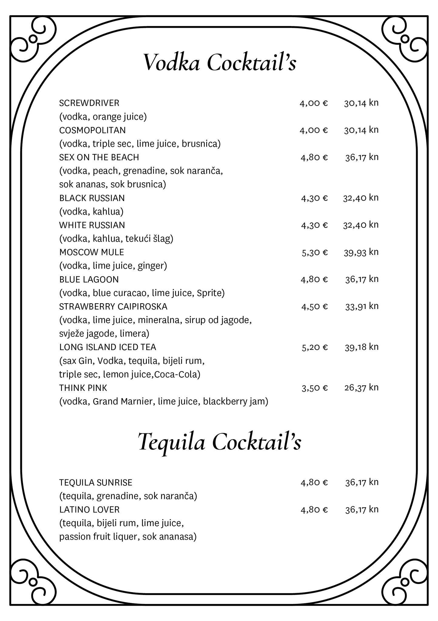 Menu di Bar Bar 