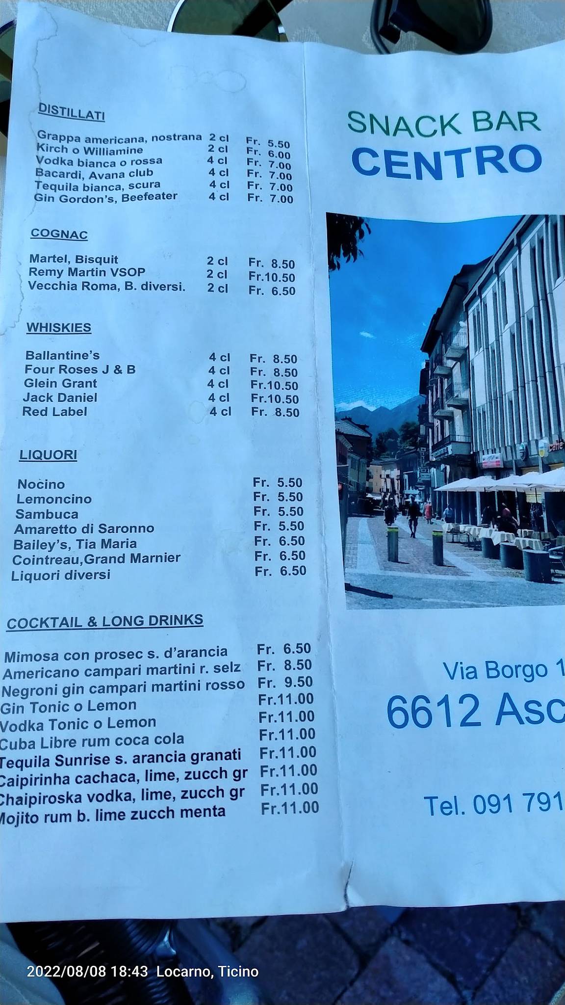 Menu di Bar Centro 