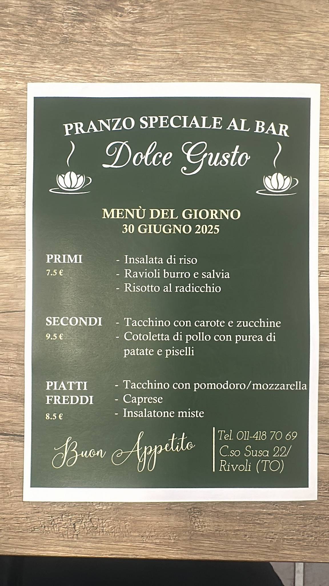 Menu di Bar Dolce Gusto 