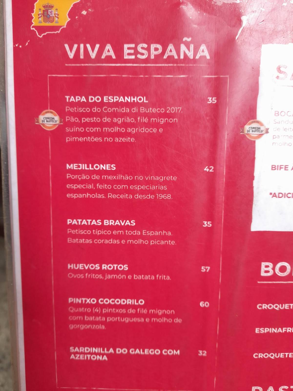 Bar Madrid cardápio