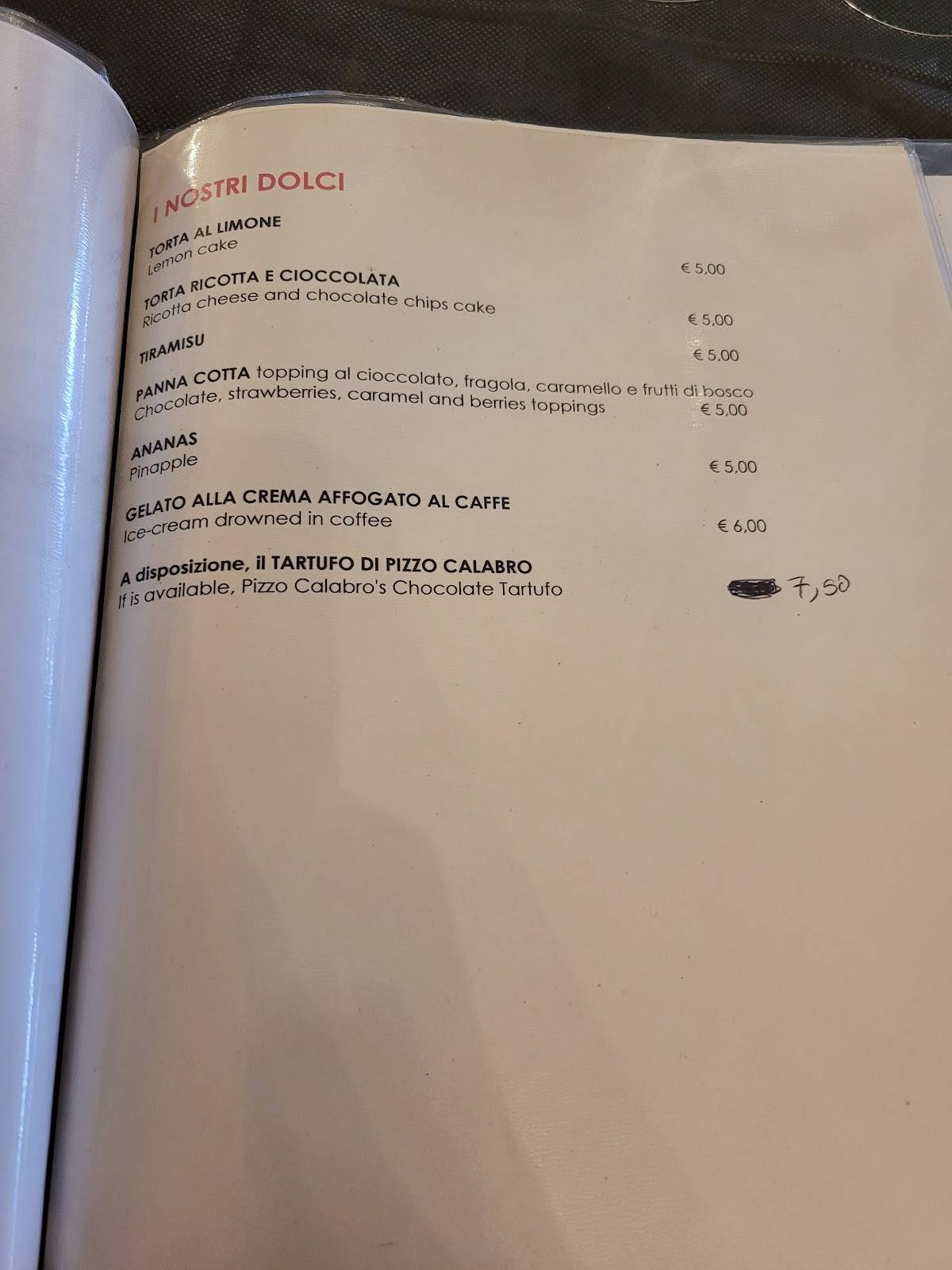 Menu di Bar Pizzeria Braceria "da Carlo" 