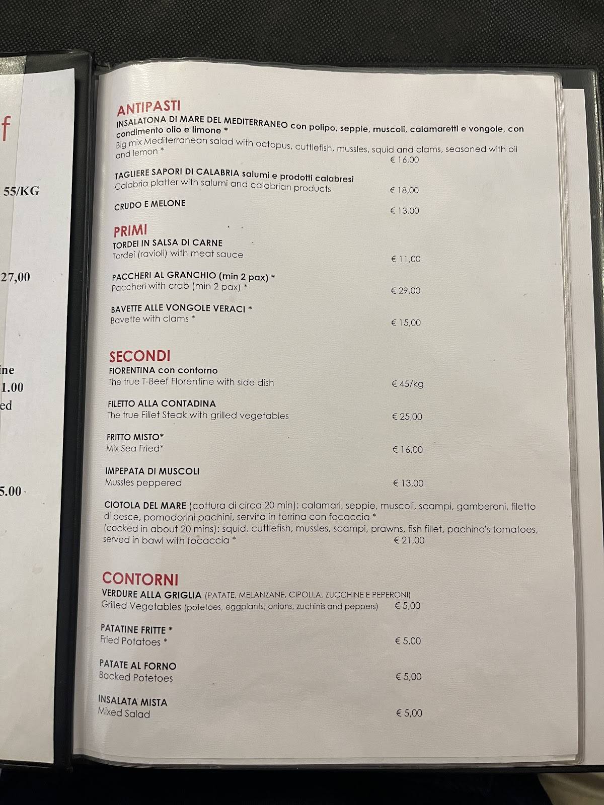 Menu di Bar Pizzeria Braceria "da Carlo" 