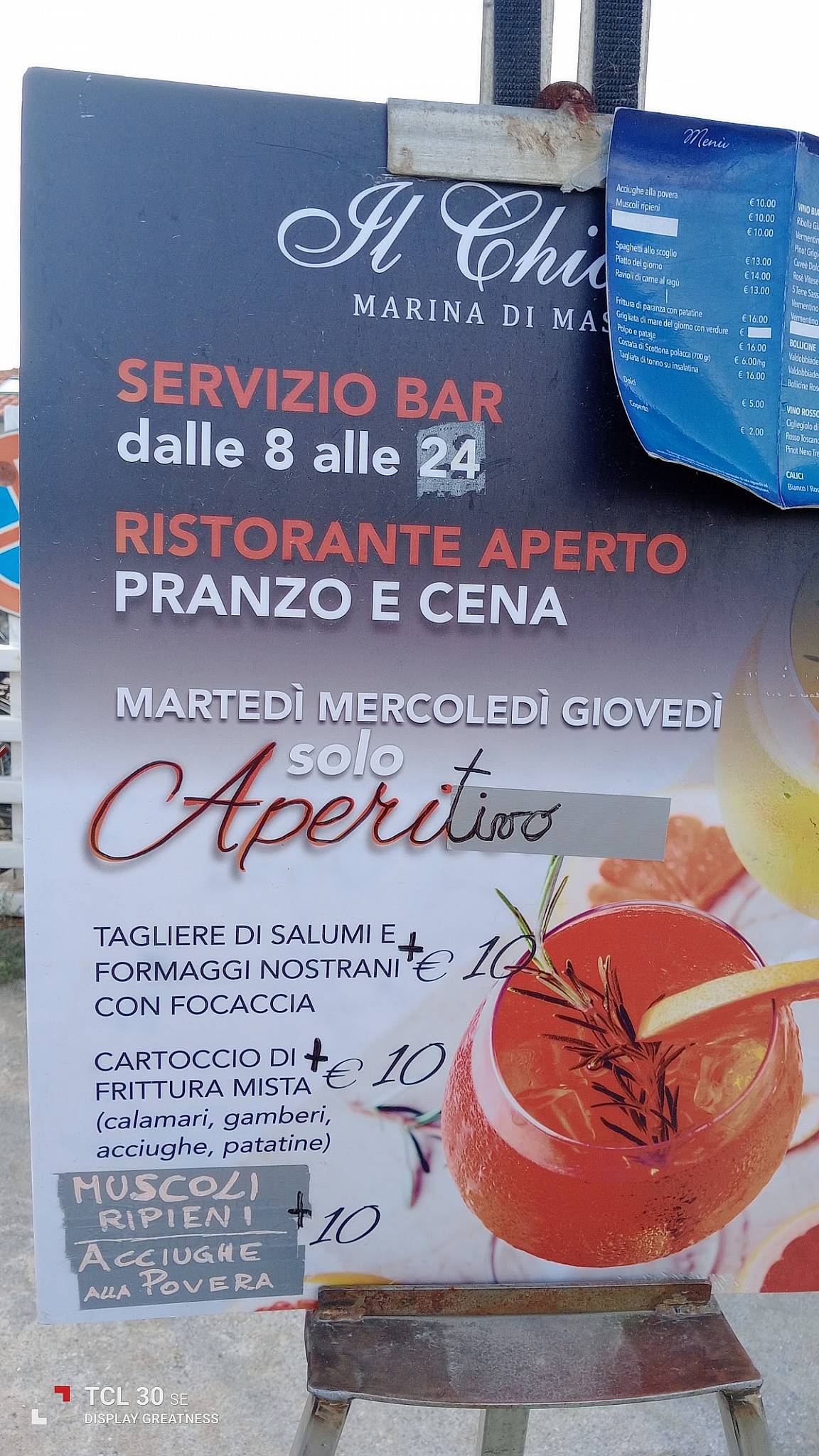Menu di Bar Ristorante "Il Chiosco" 