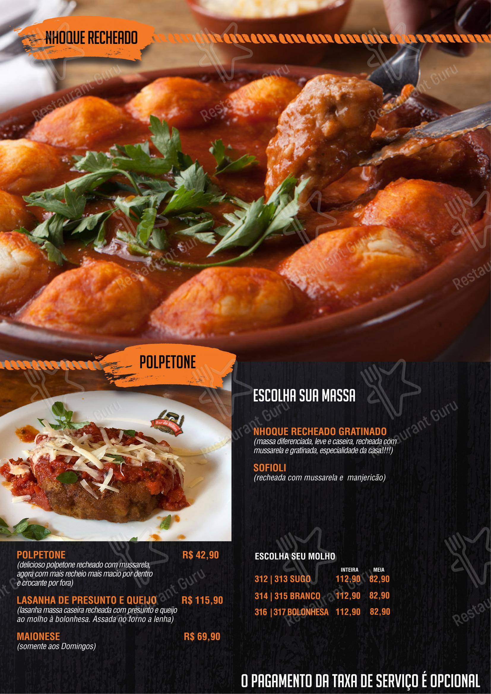 Bar do Milton - Menu