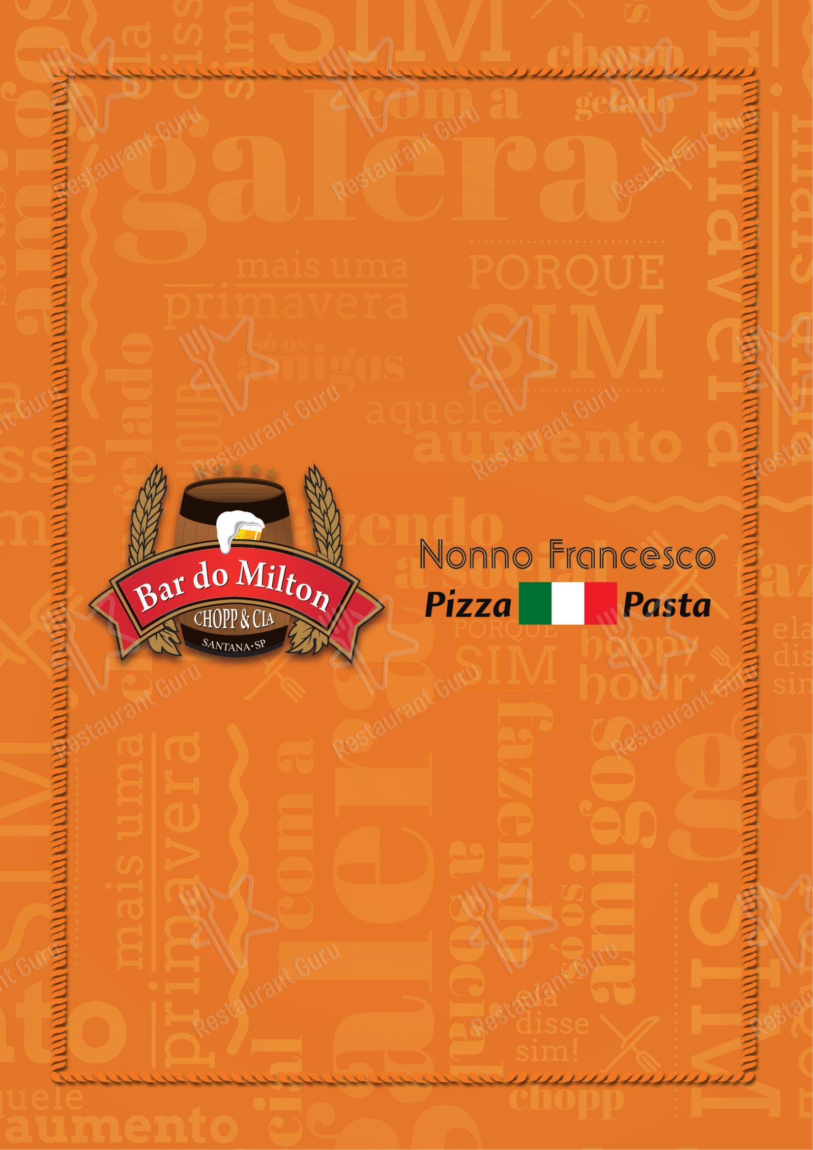 Bar do Milton - Menu