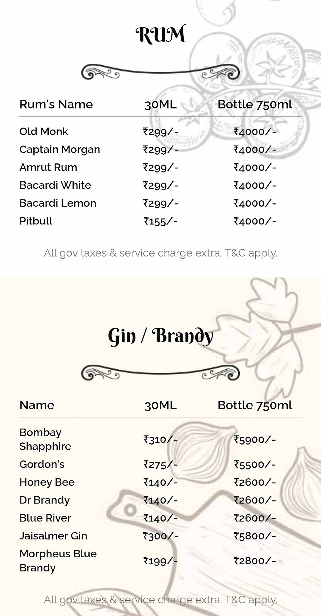 BarBerry Kothrud menu