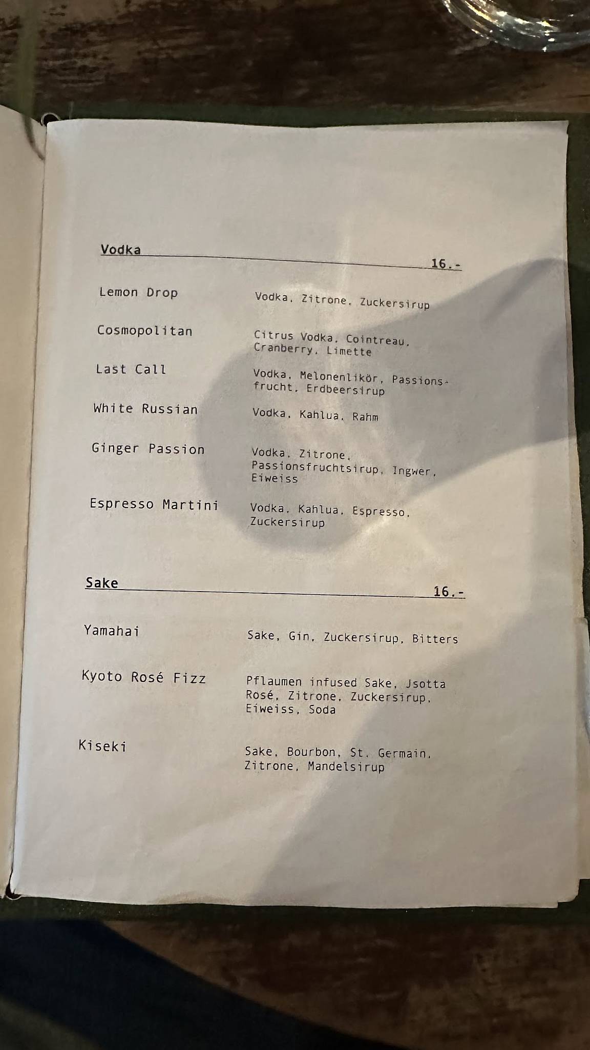 Menu di BarMünster 