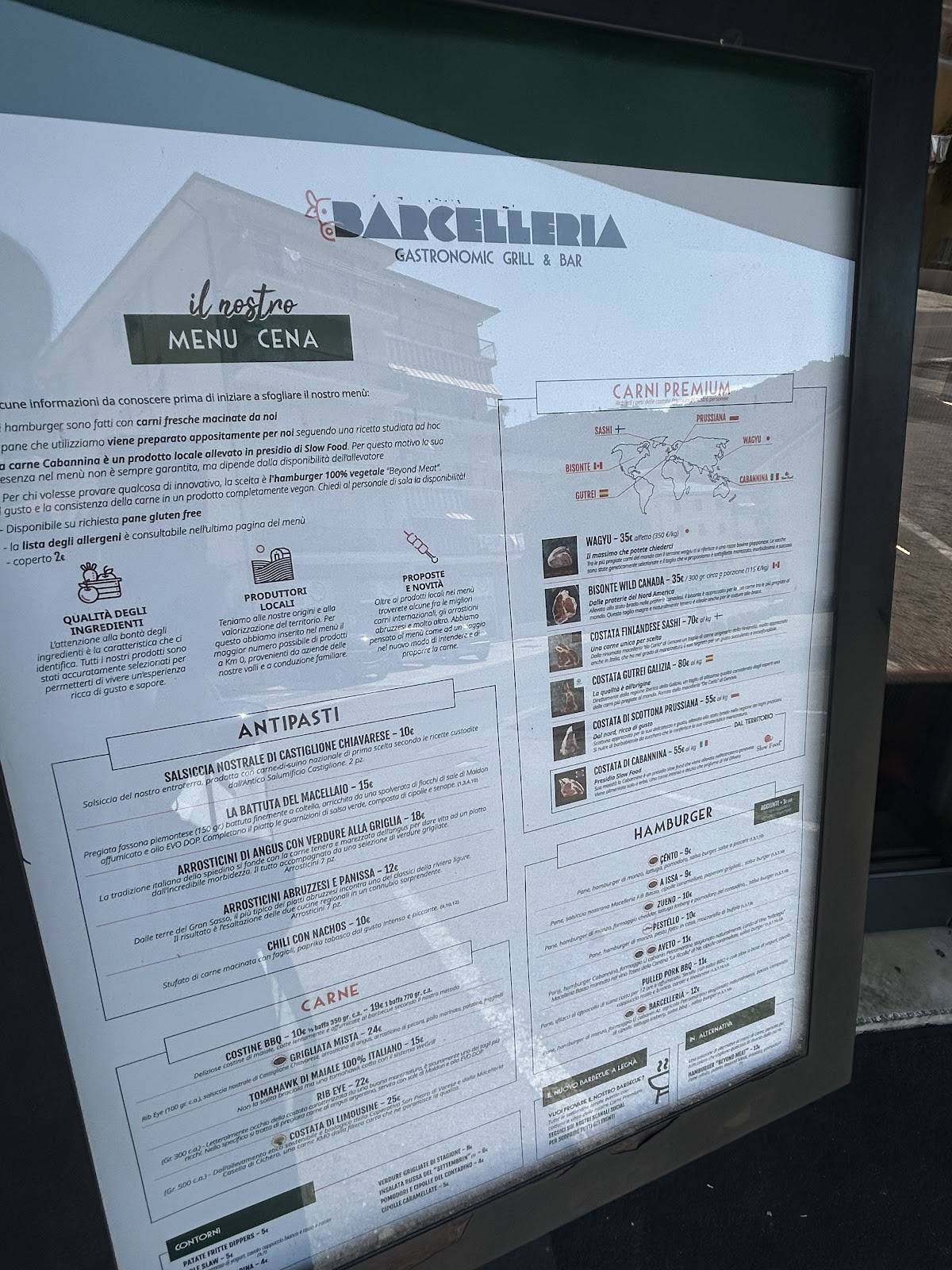 Menu di Barcelleria Chiavari 