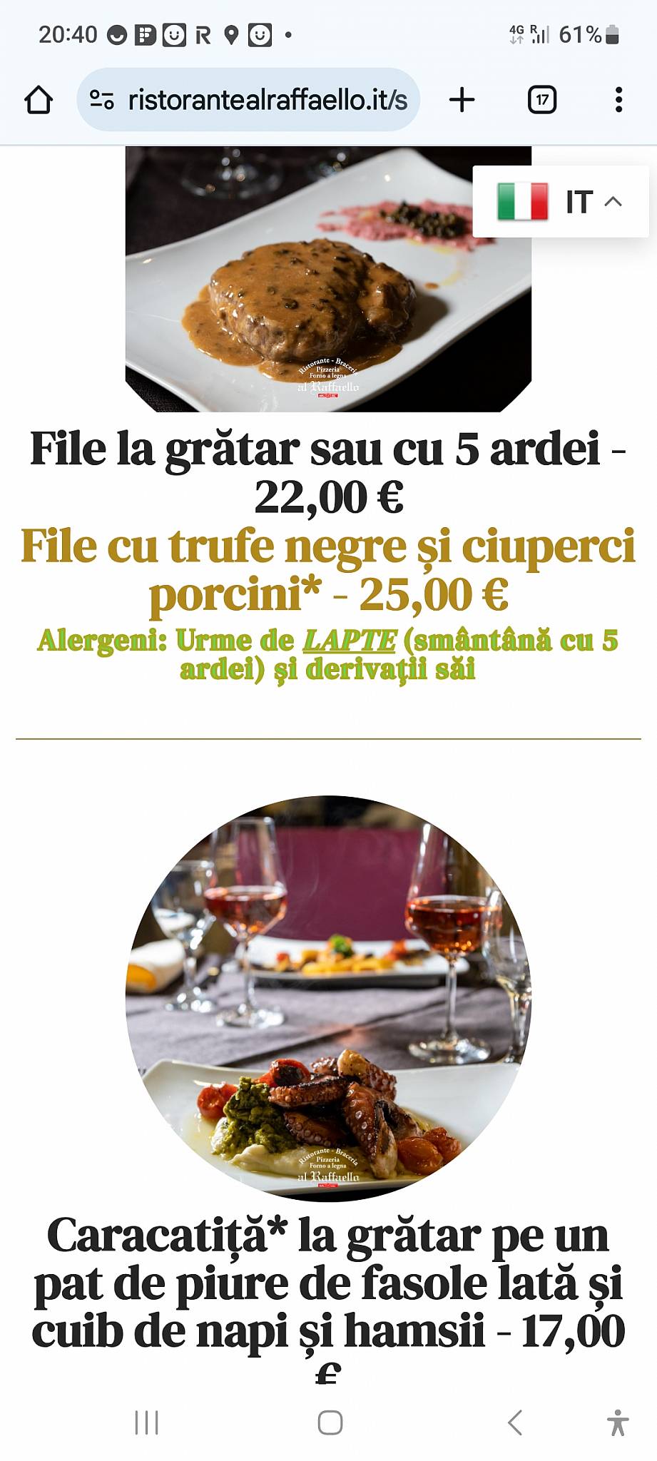 Menu di Ristorante Pizzeria Al Raffaello anche GlutenFree 