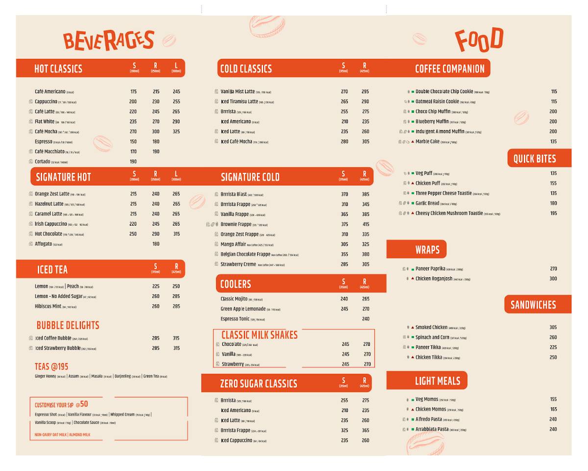 Barista menu