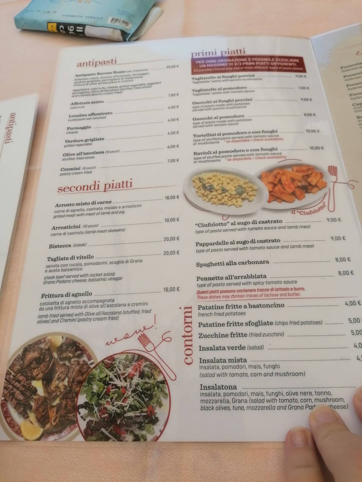 Menu di Barone Rosso Ristorante Pizzeria 