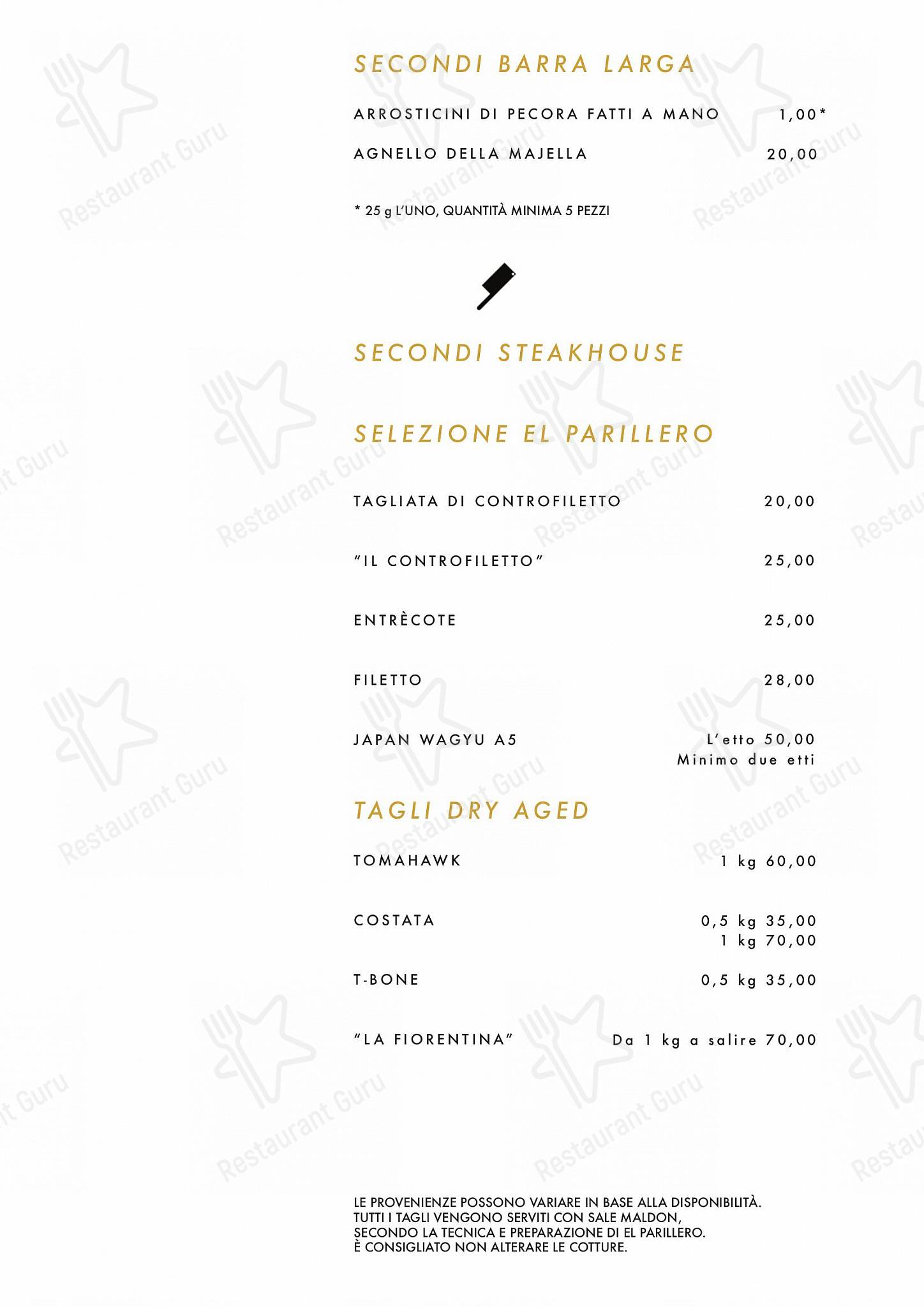 Menu bar per Barra Larga ristorante con griglia