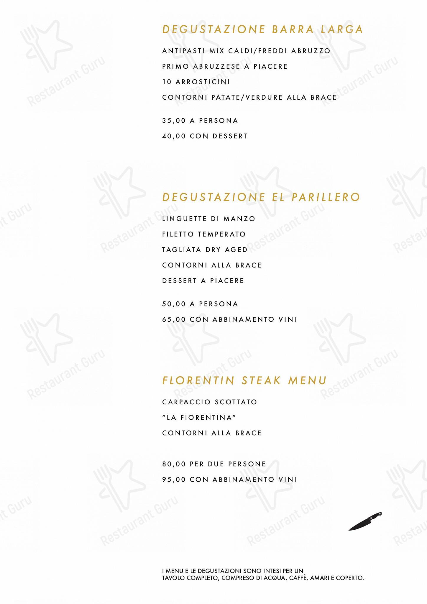 Menu bar per Barra Larga ristorante con griglia