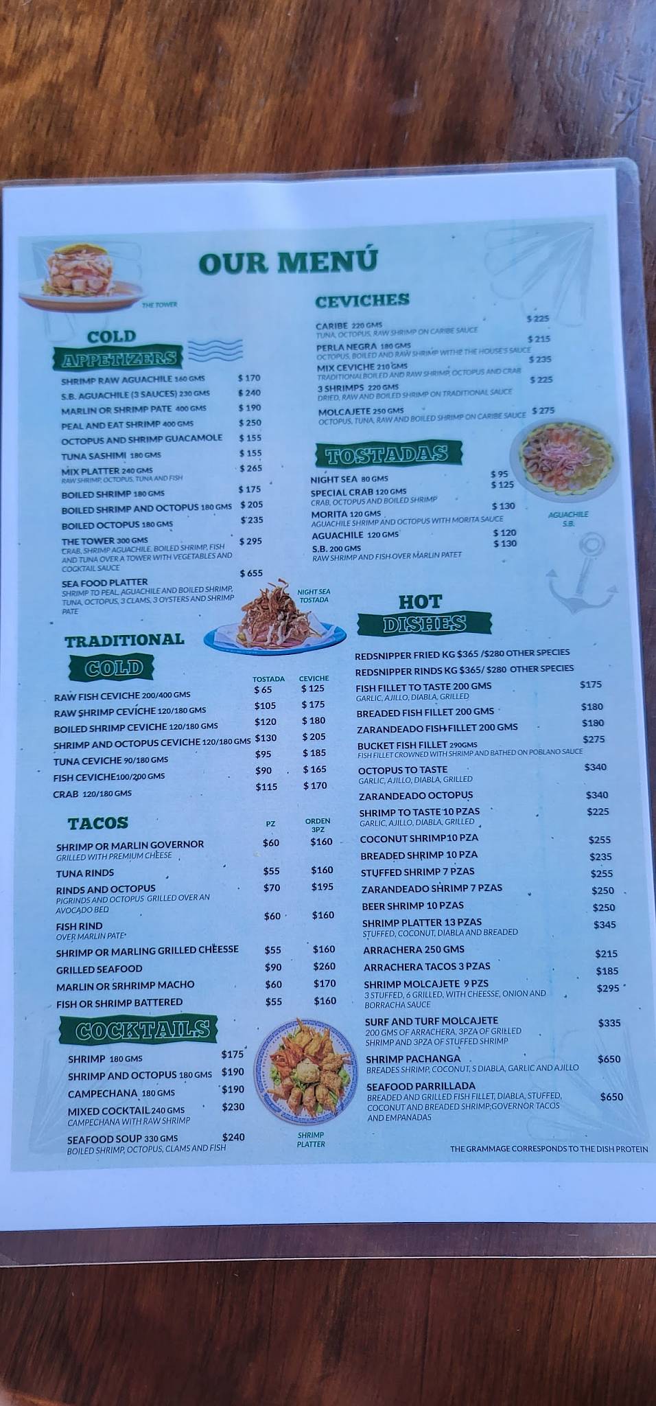 Menu at Barrio Olas Altas (Shrimp Bucket), Mazatlán