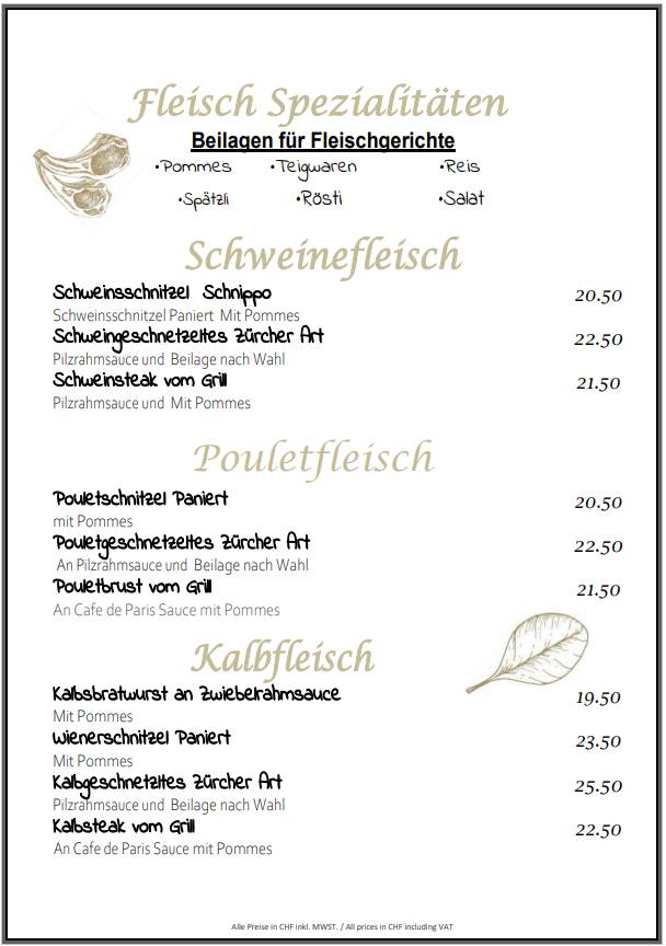 Menu di Pizza Picasso Basel 