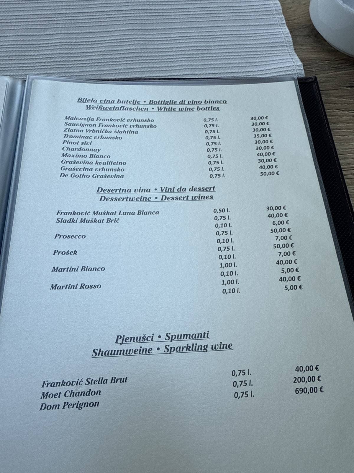 Menu di Restaurant Baška 