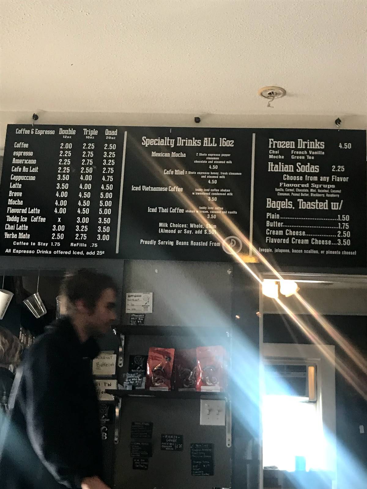 Menu at BattleCat Coffee Bar, Asheville