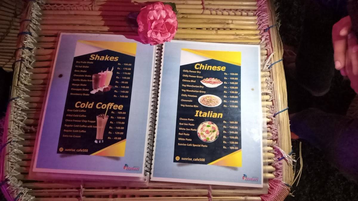 Sunrise cafe menu