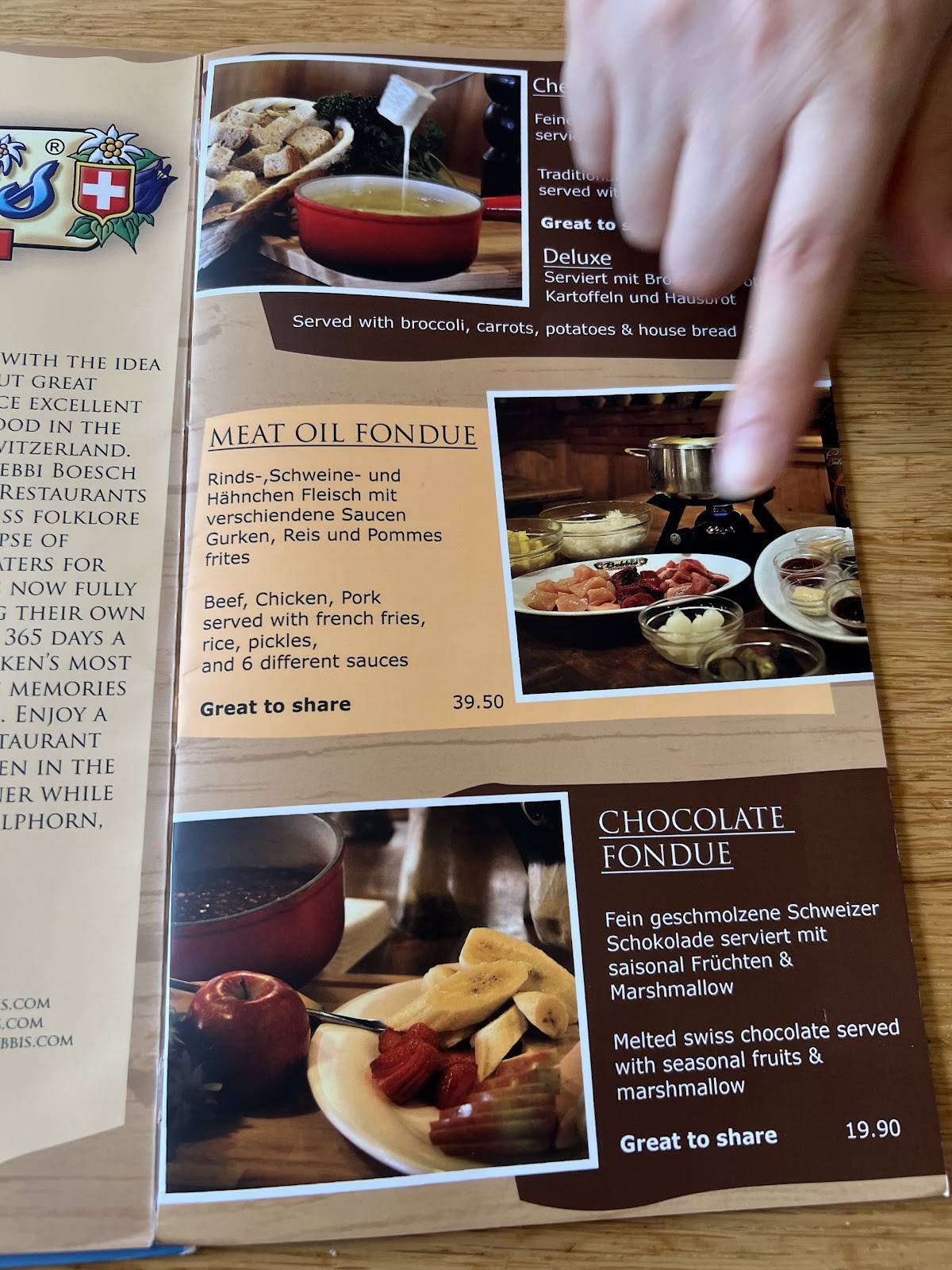 Menu di Bebbis Restaurant 