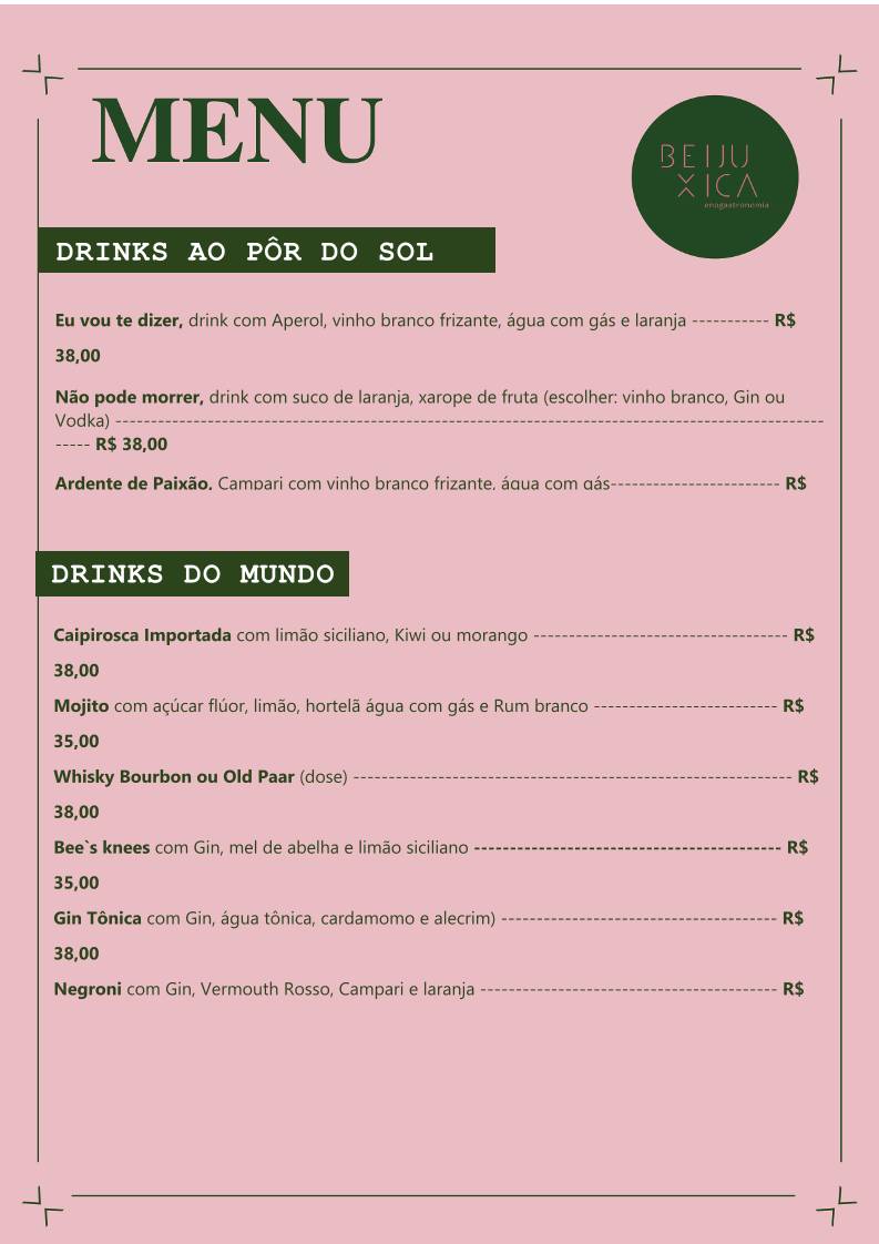 Beiju Xica cardápio