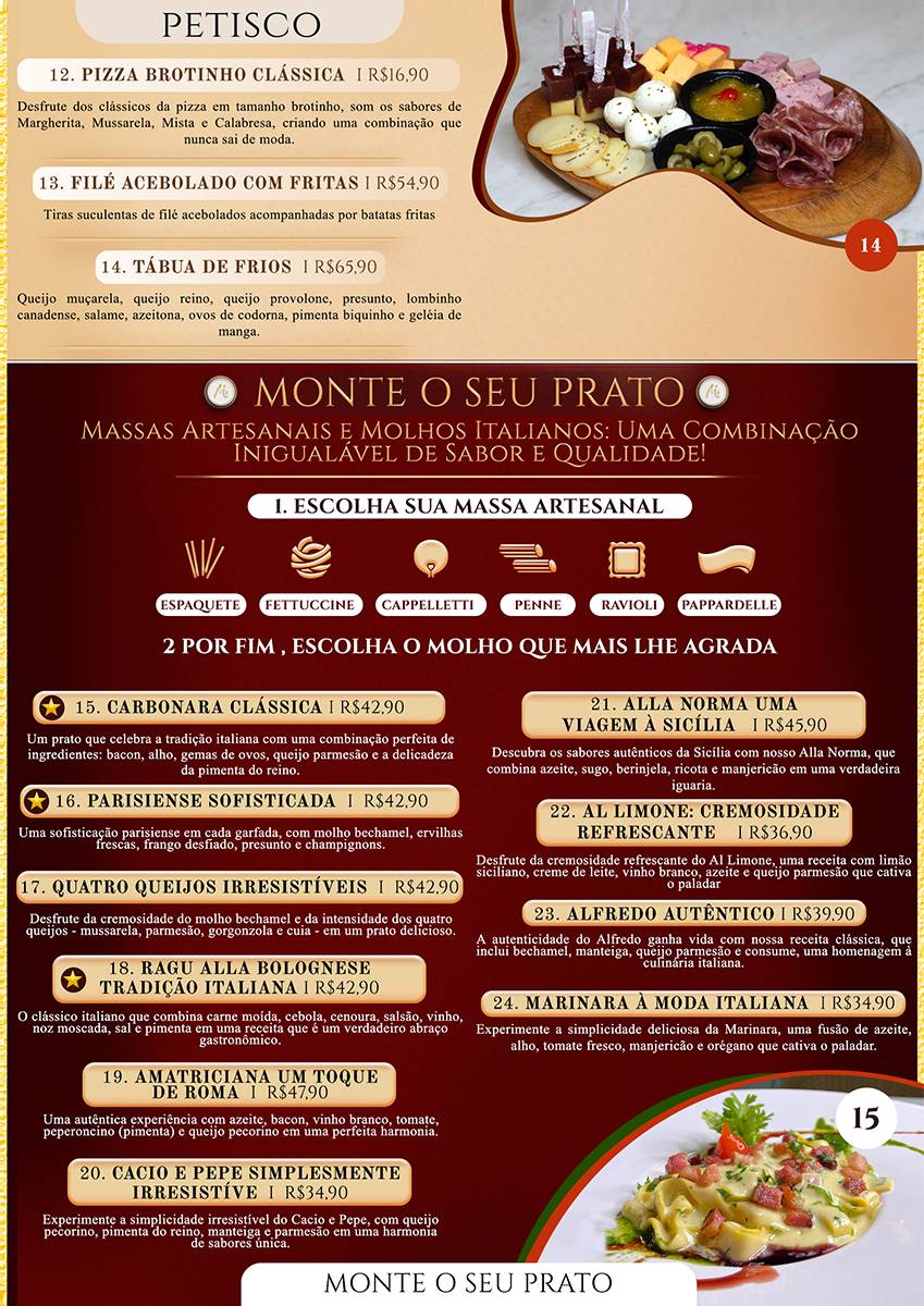 Manga Itália - Restaurante cardápio