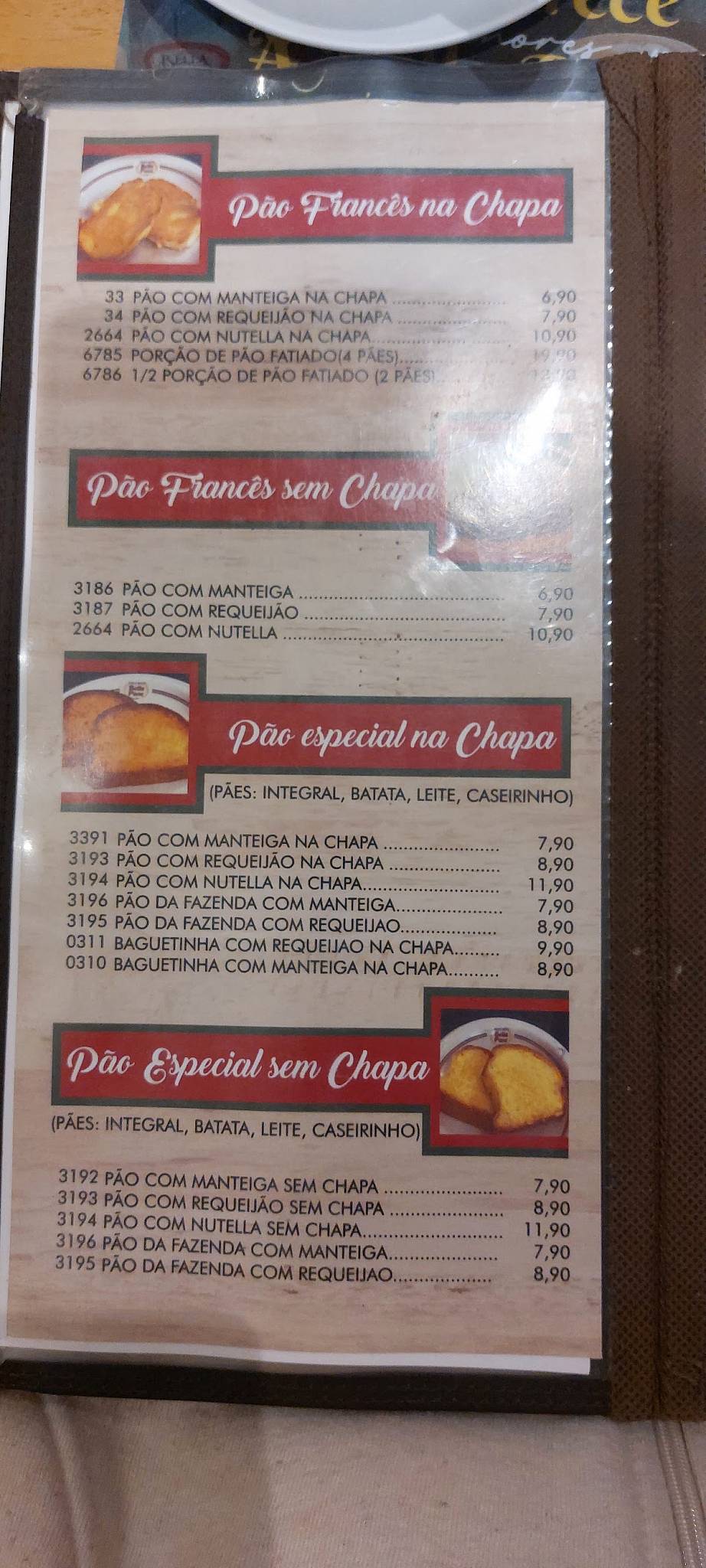 Bella Pane Pães e Confeitaria cardápio