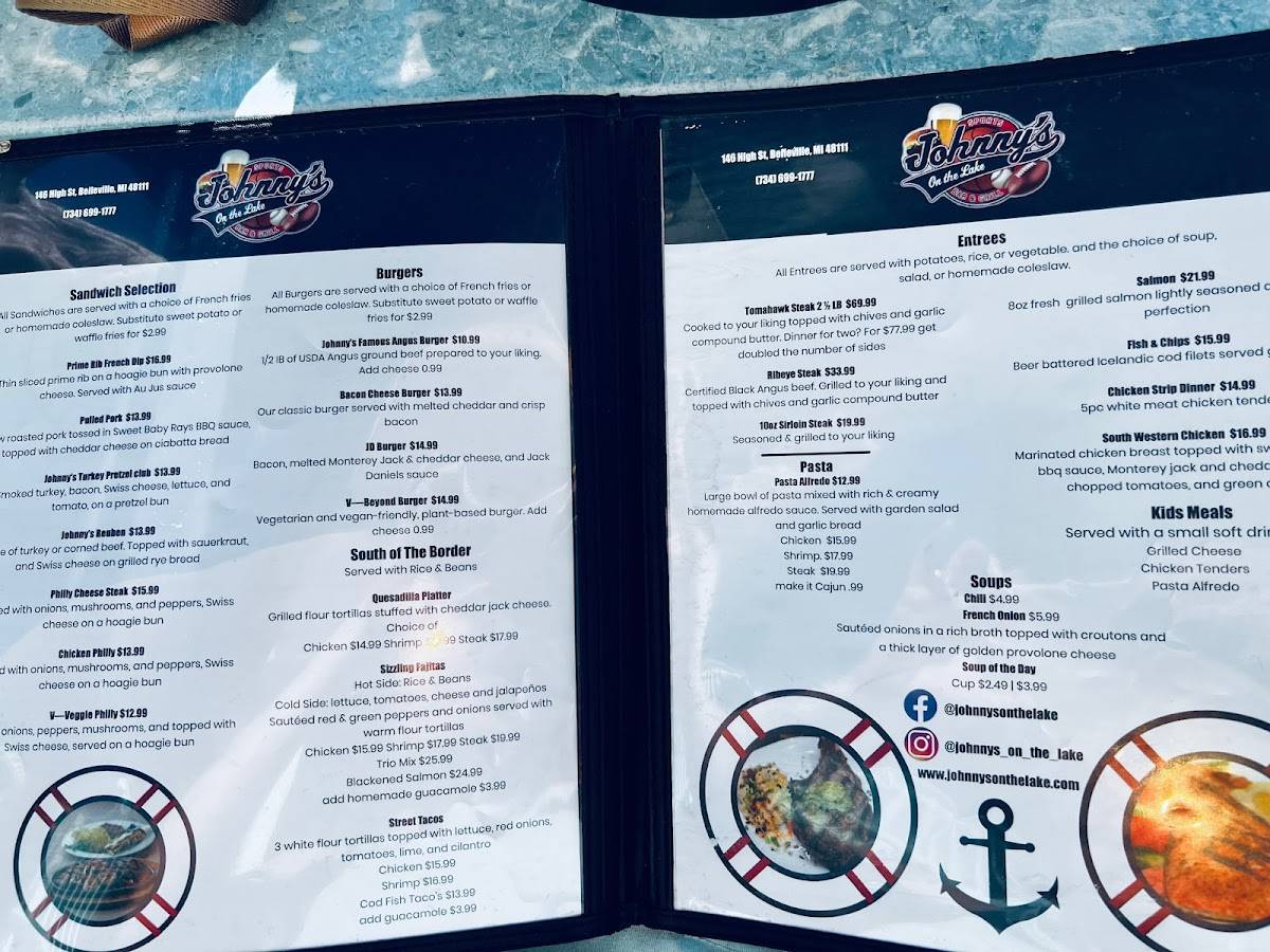 Menu at Johnny's On The Lake Bar & Grill, Belleville