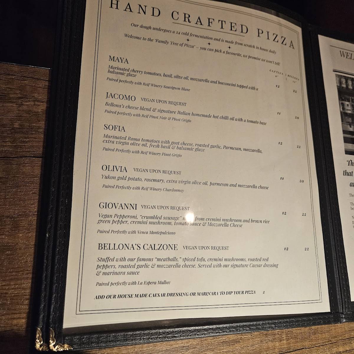 Menu de Bellona Jane