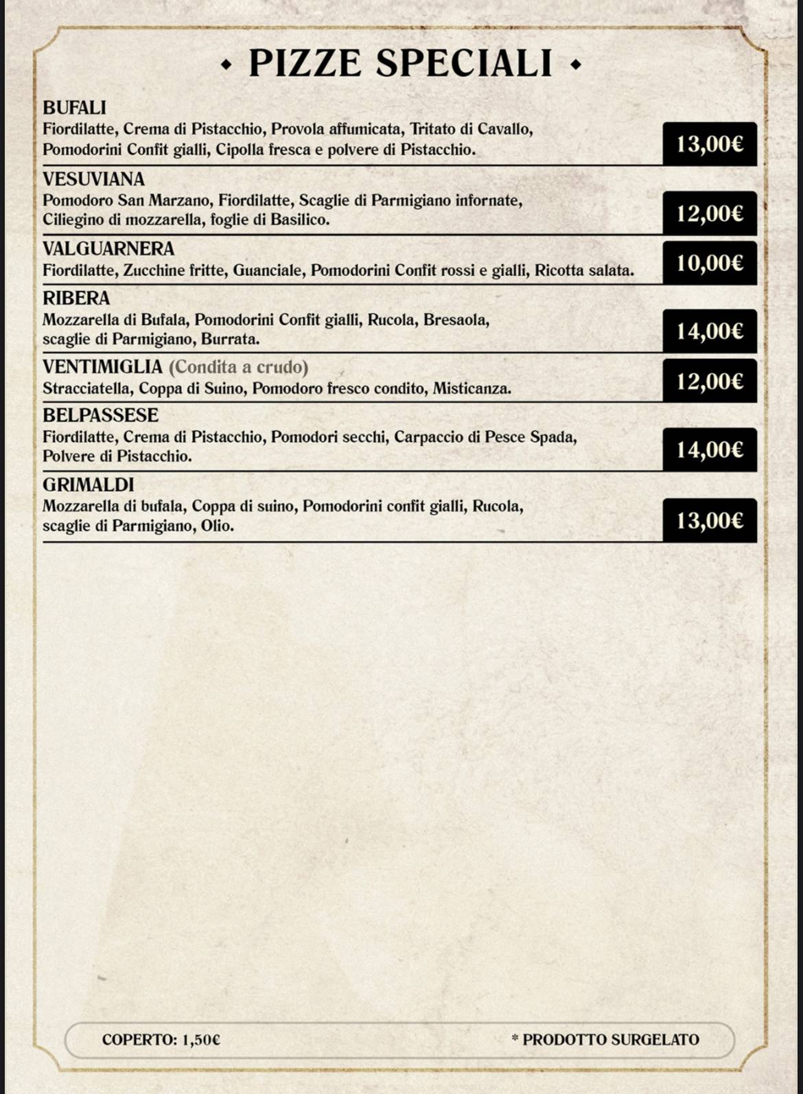 Menu di I Baroni Pizzeria Ristorante 