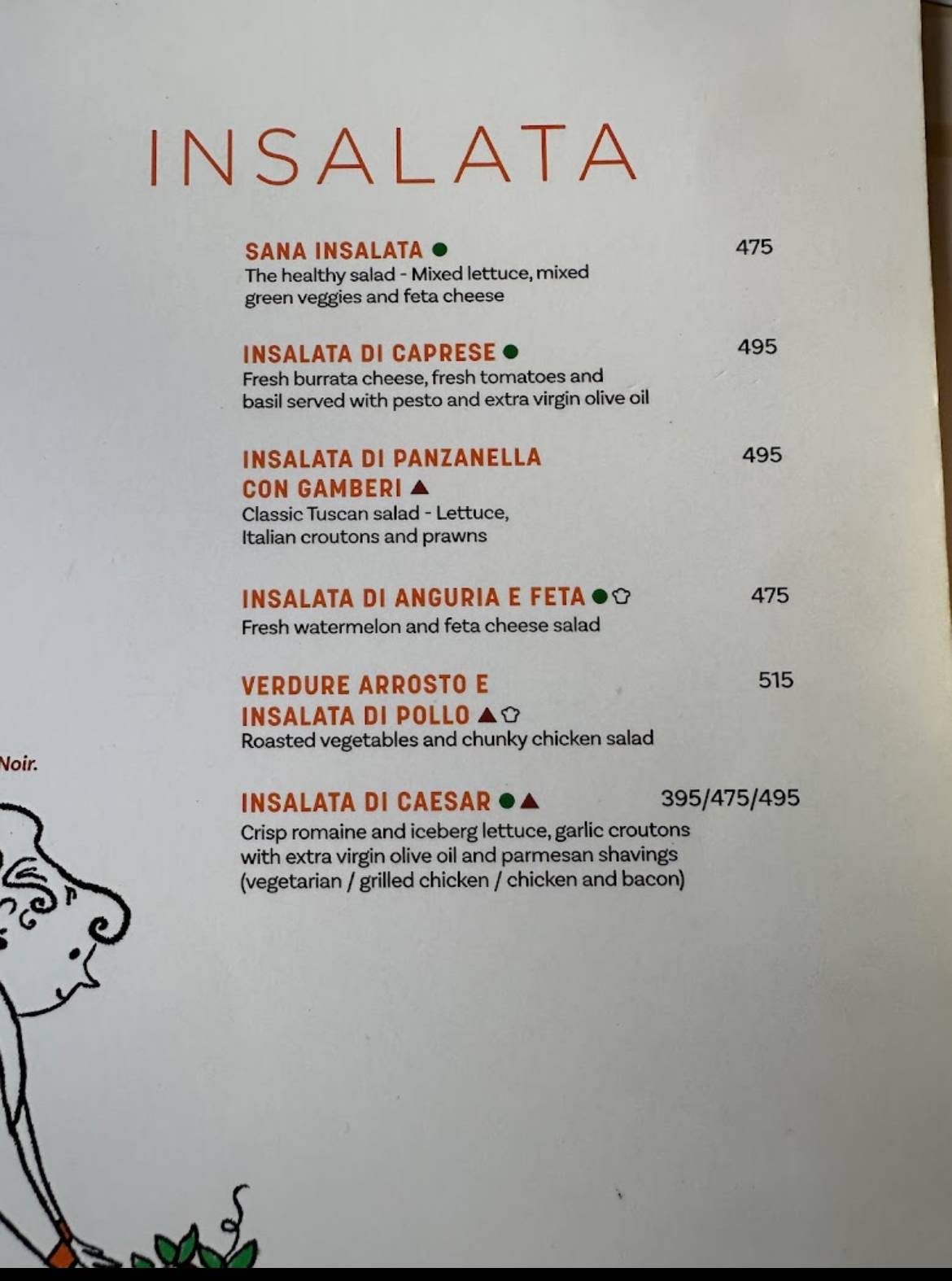 Chianti, MG Road menu