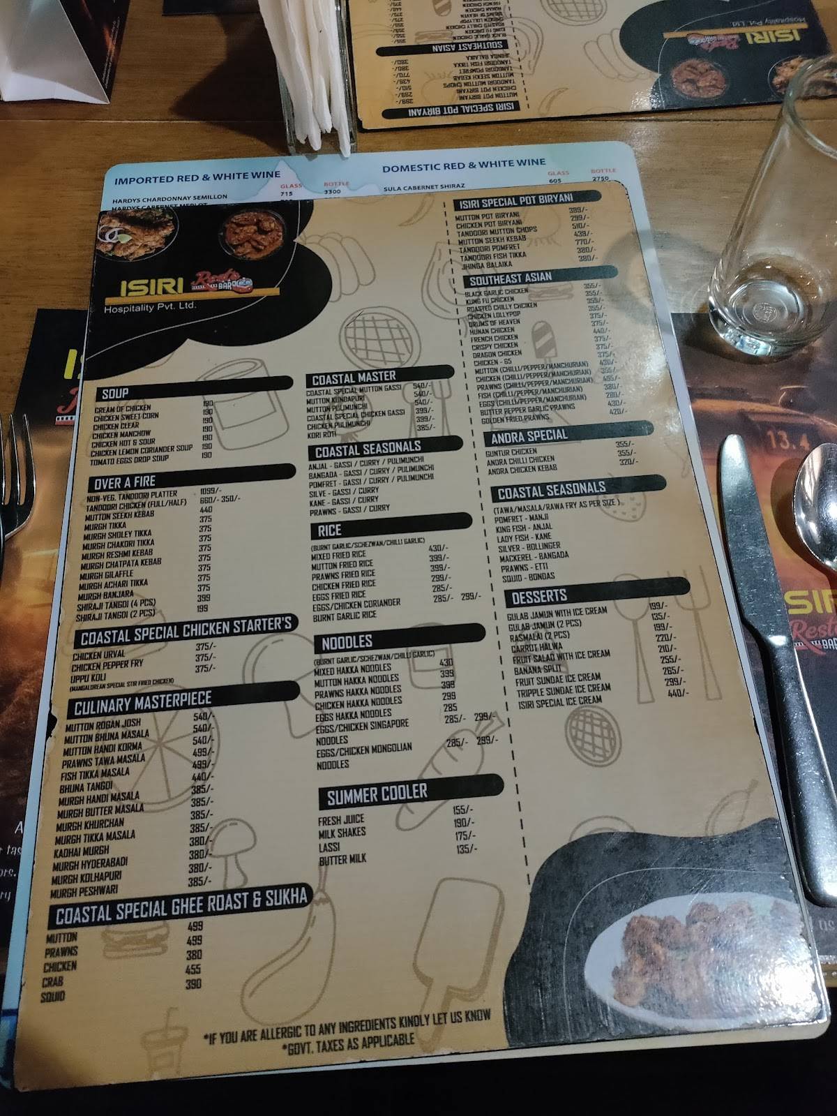 ISIRI Resto Bar - Theme Restaurant menu