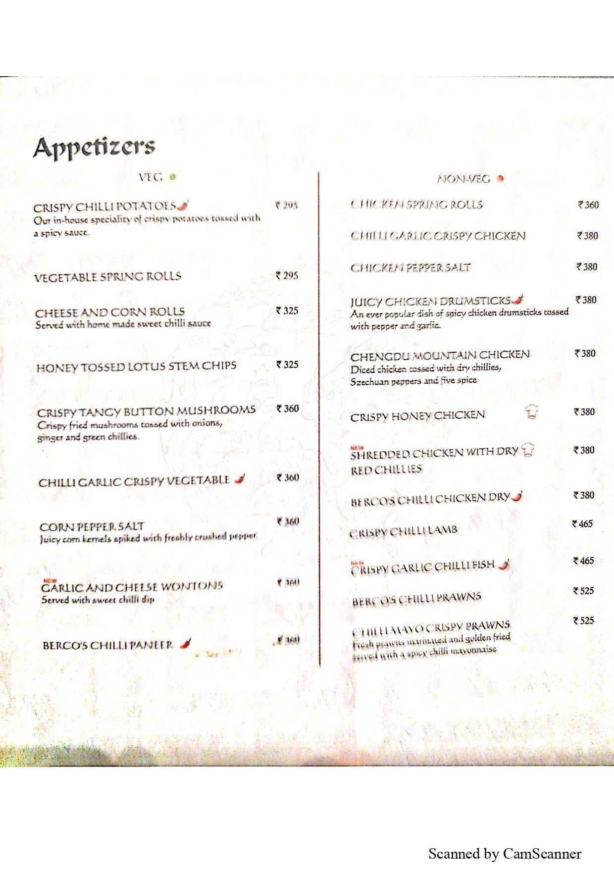 Berco's menu