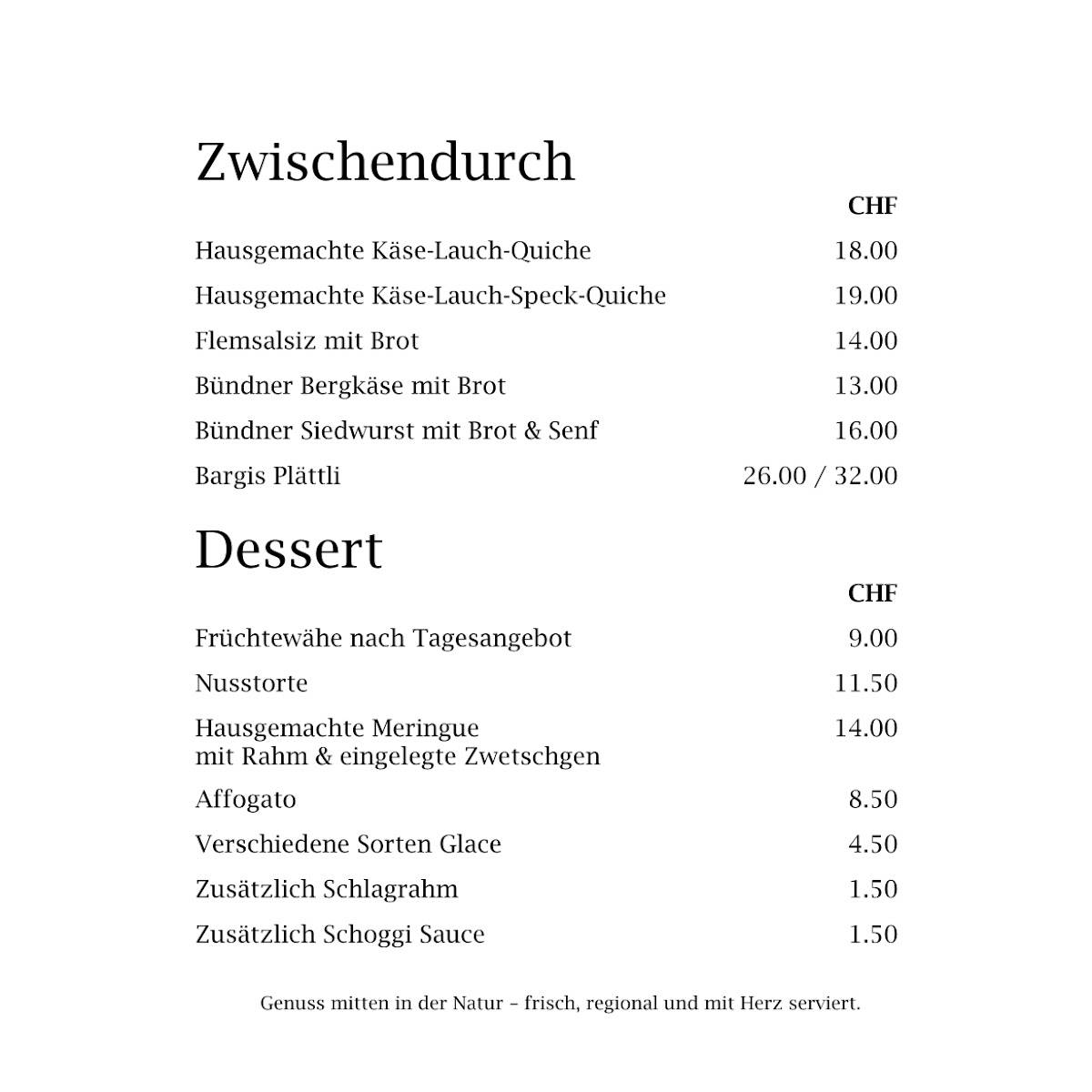Menu di Berghaus Bargis 