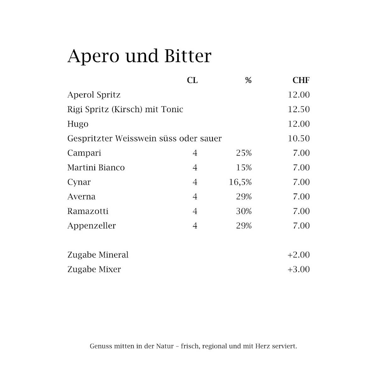 Menu di Berghaus Bargis 