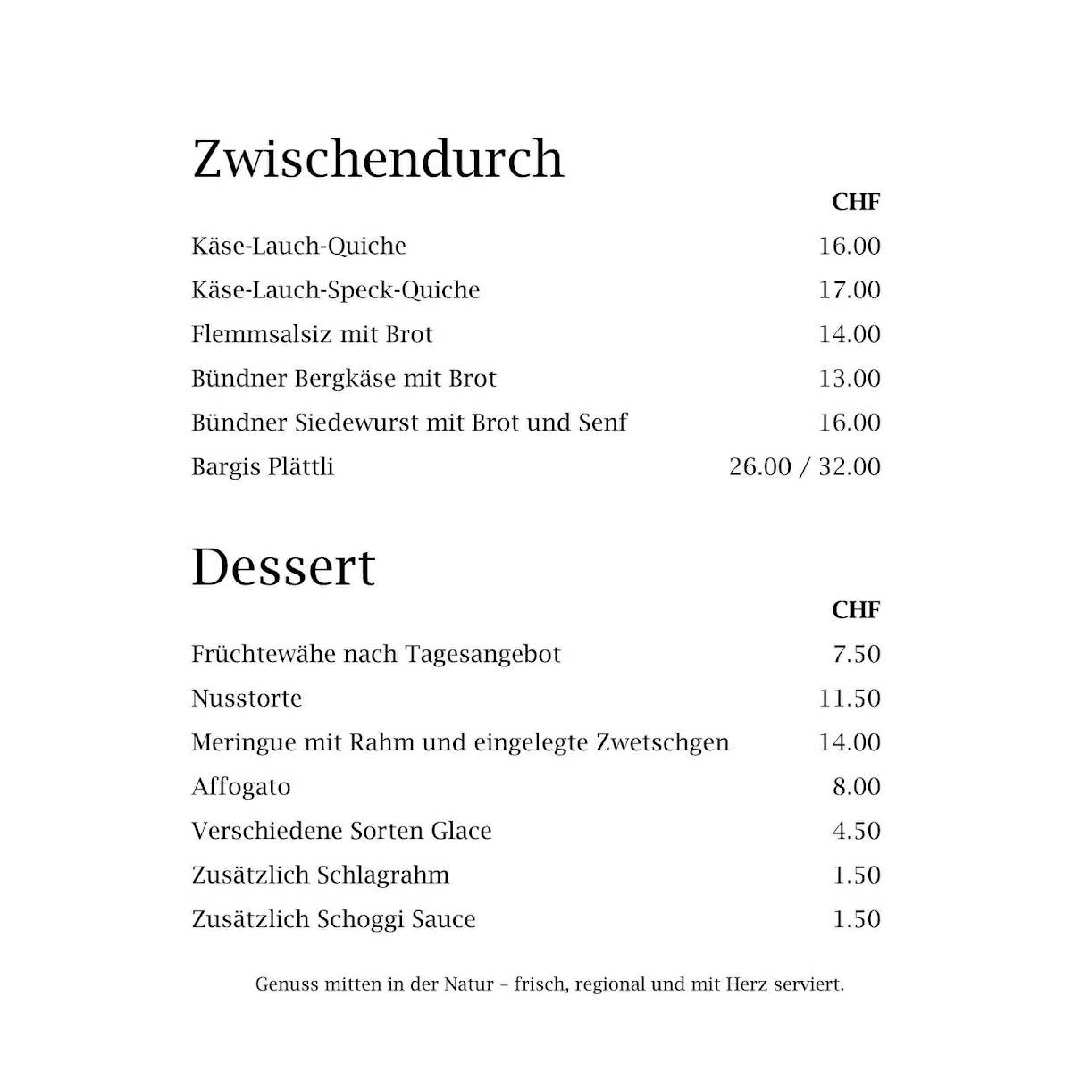 Menu di Berghaus Bargis 