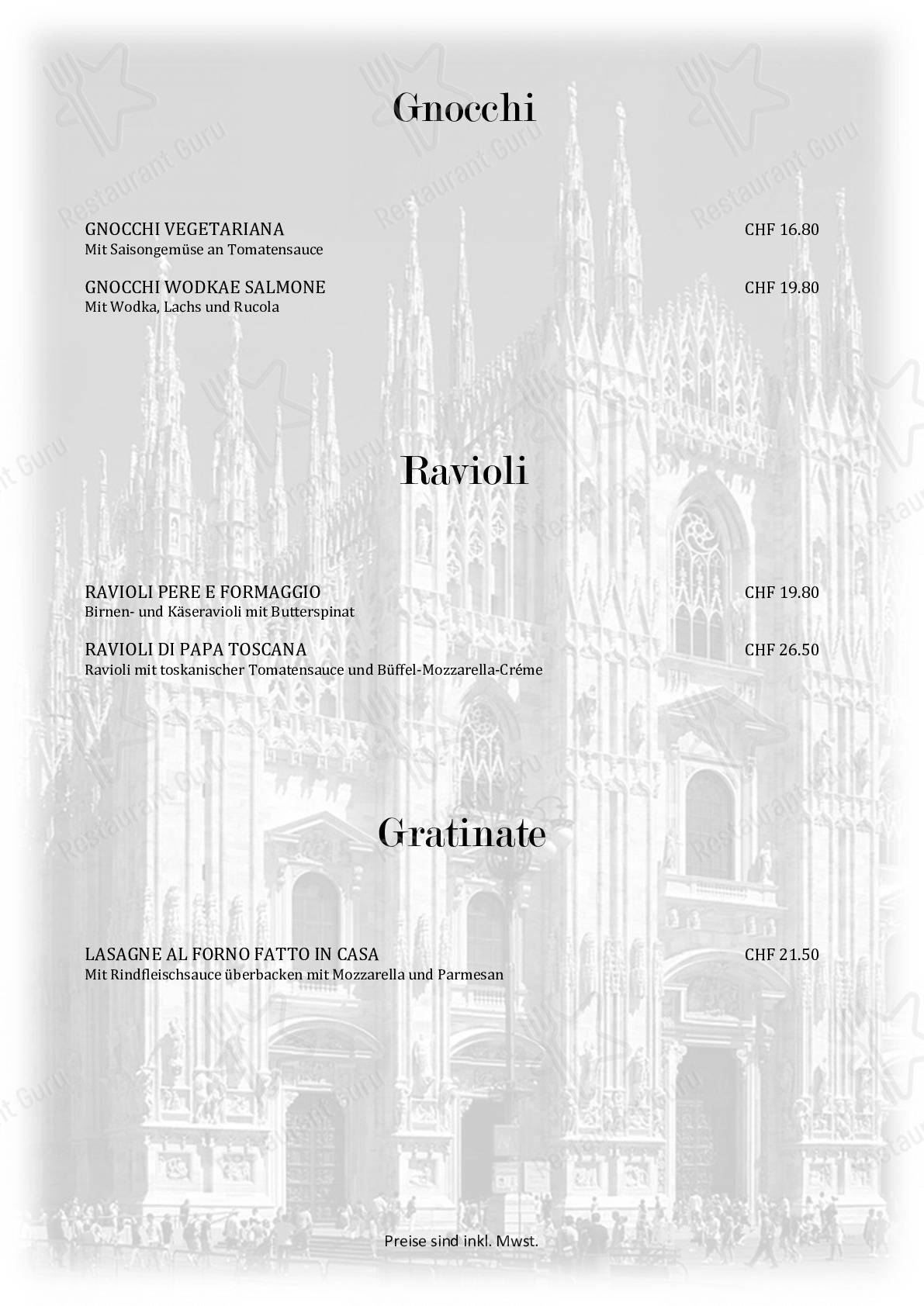 Menu di Dieci - pasti e bevande