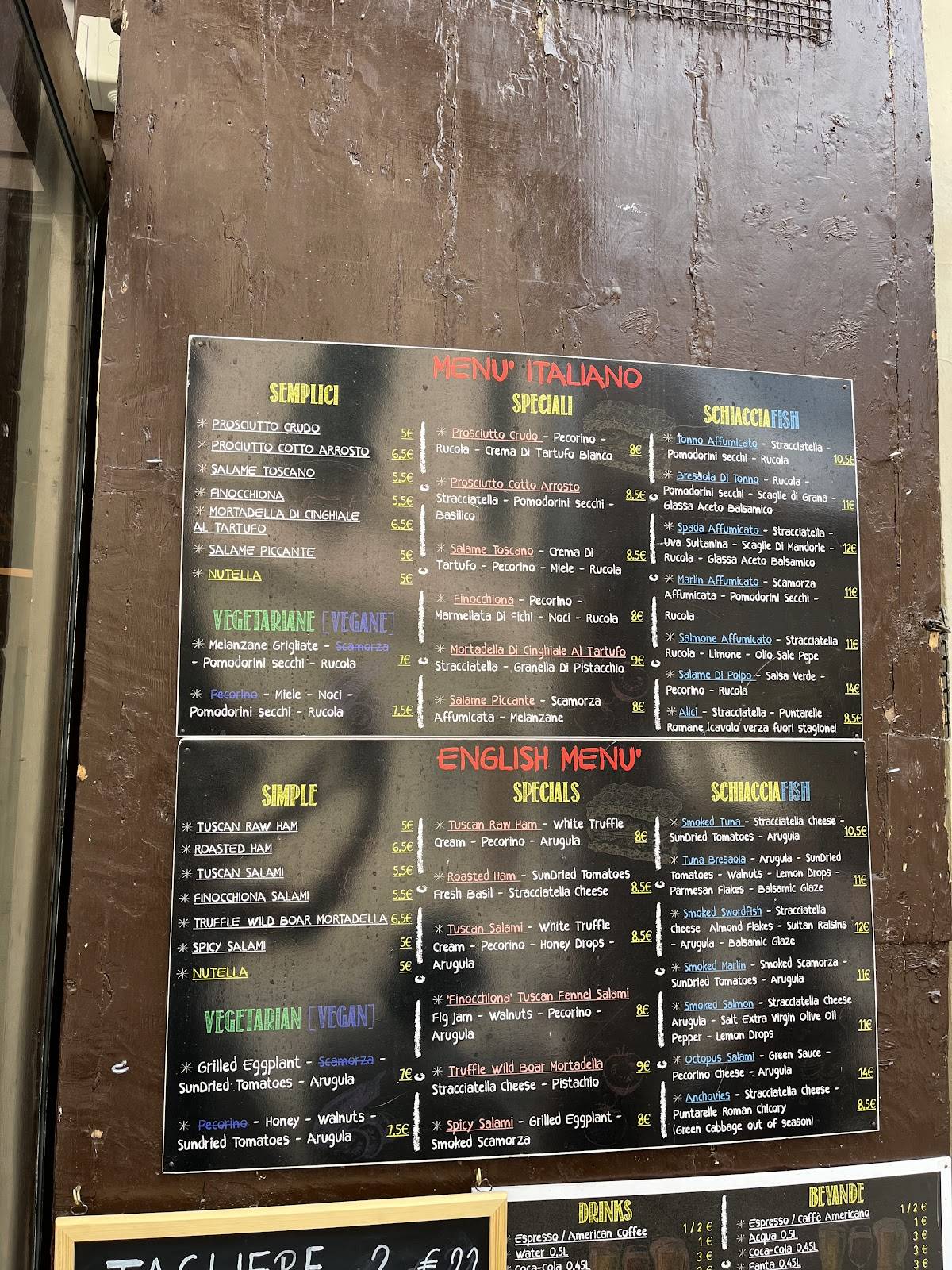 Menu di Berni's Focacceria 