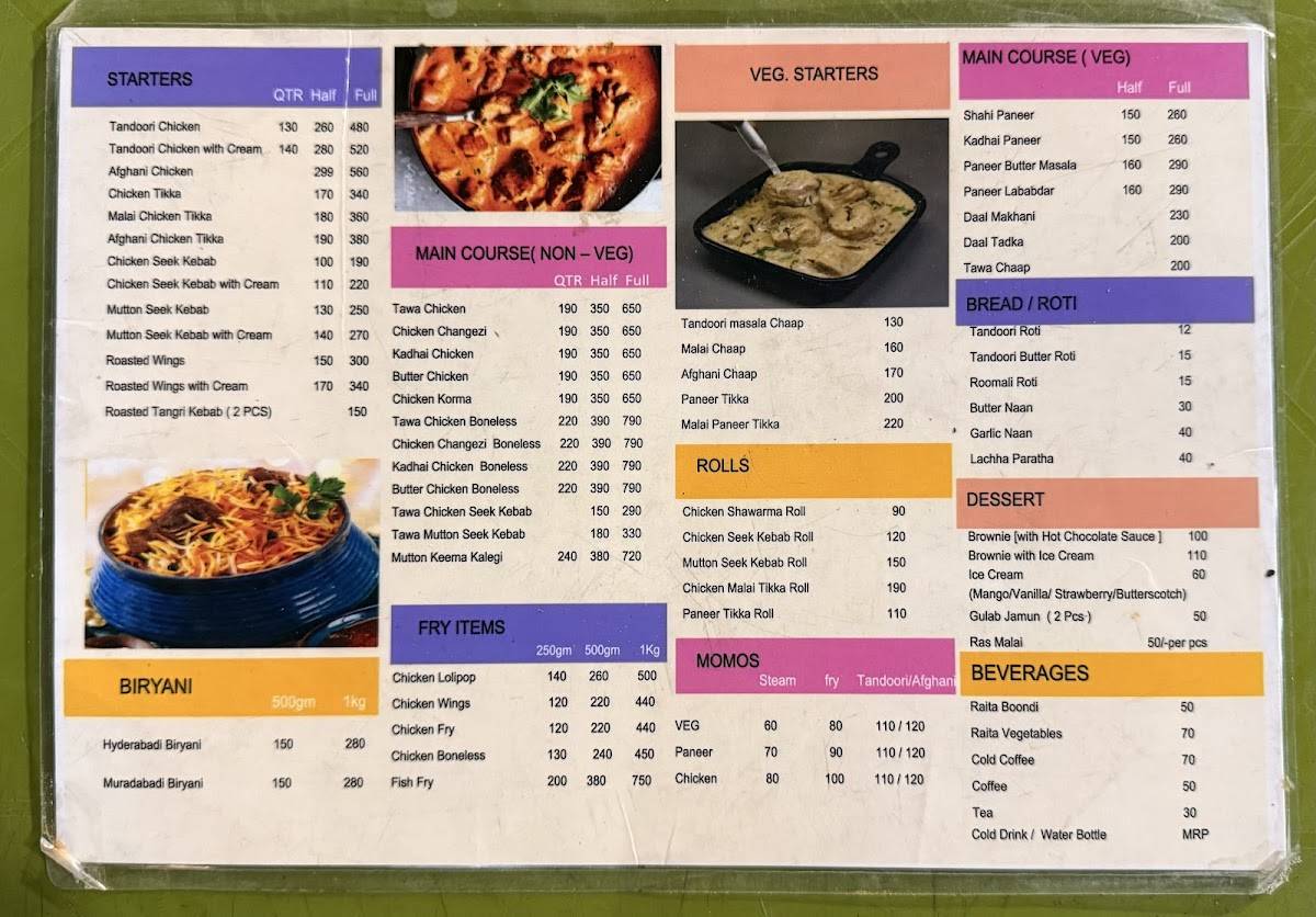 Bhai Jee Restaurant menu