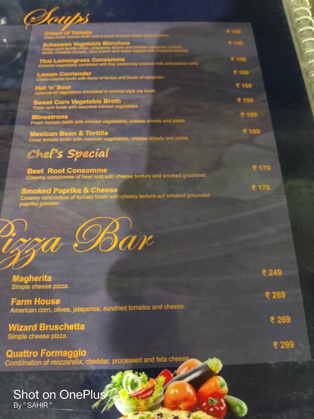 Garnish Terrace Restaurant menu