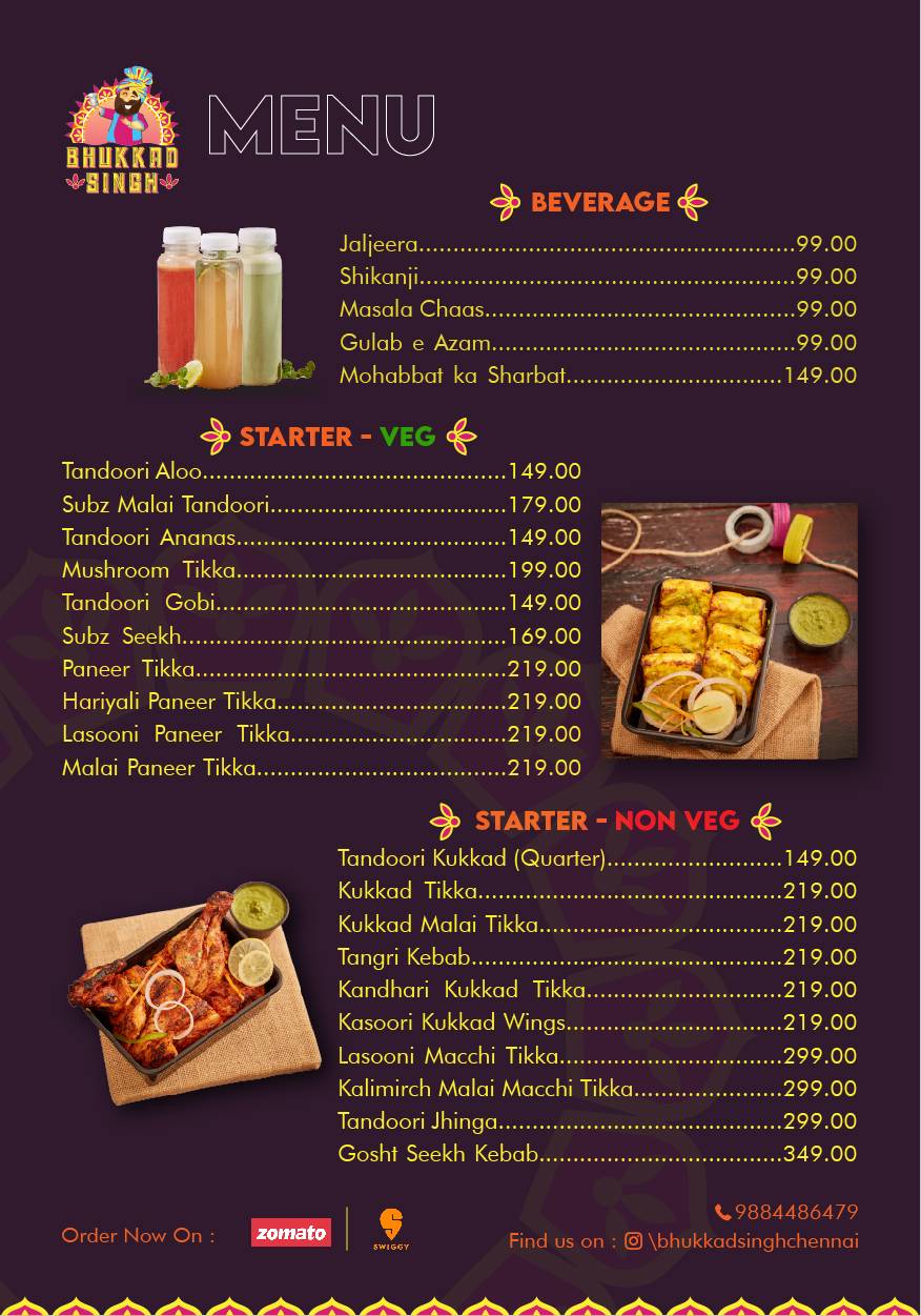 Bhukkad Singh menu