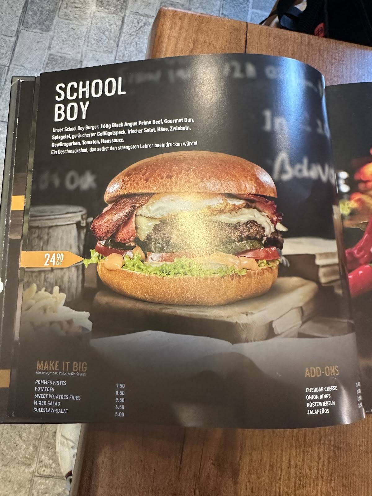 Menu di Big Burger Zürich 