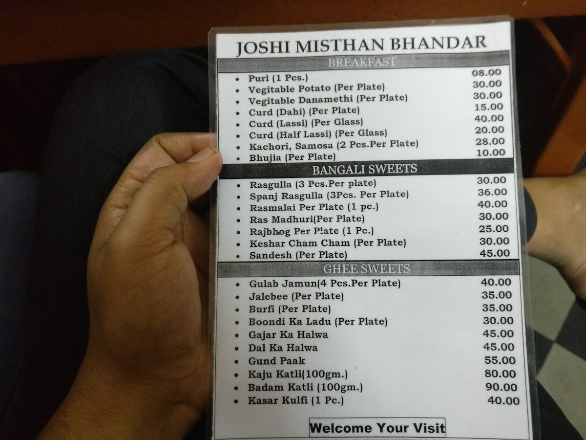 Chhotu Motu Joshi menu