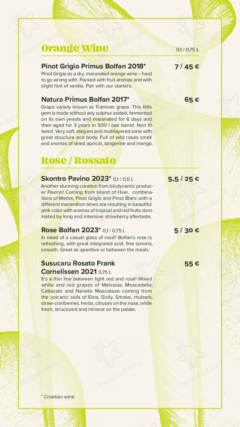 Menu di BioMania Bistro Bol - piatti e bevande