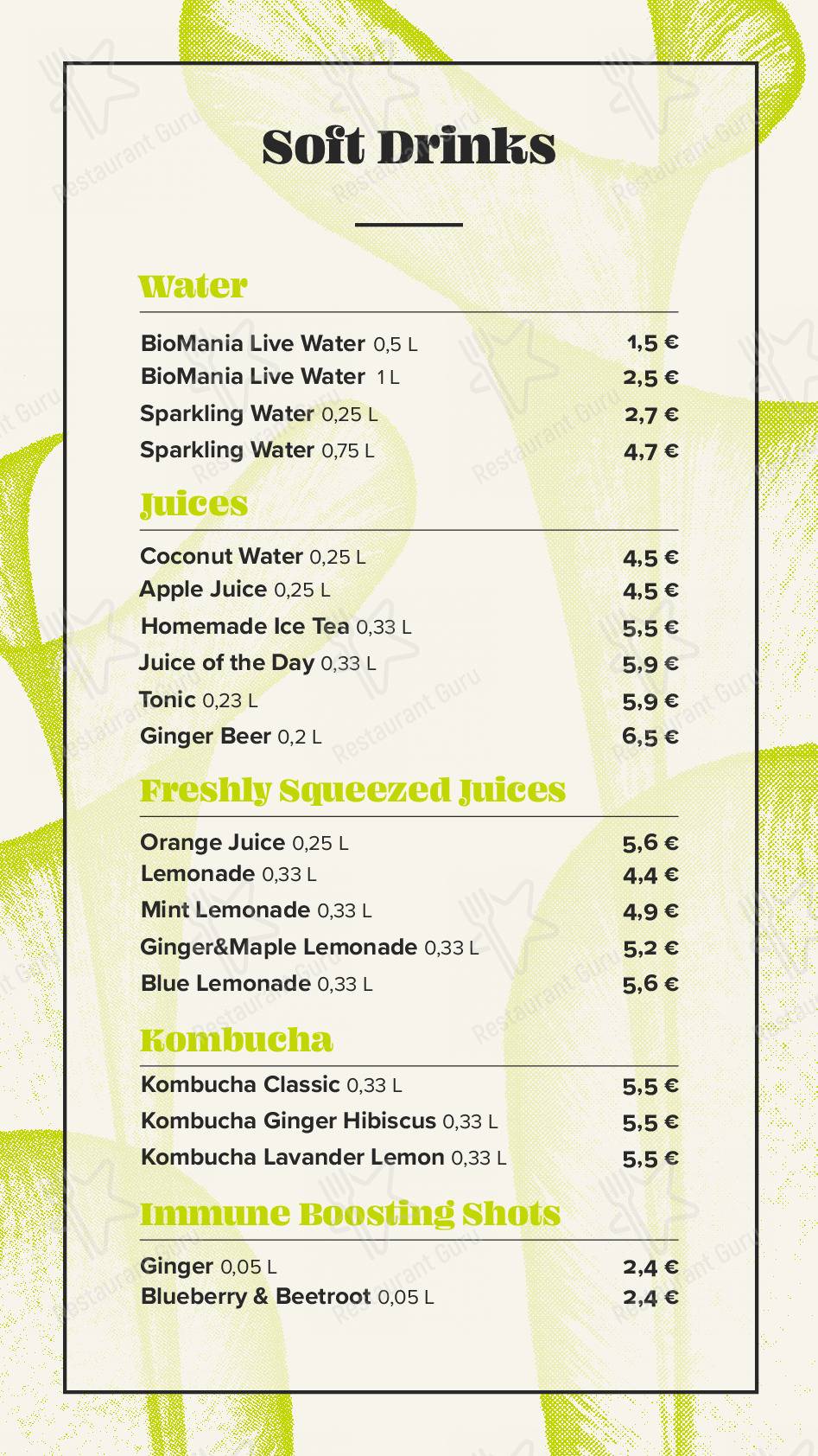 Menu di BioMania Bistro Bol - pasti e bevande