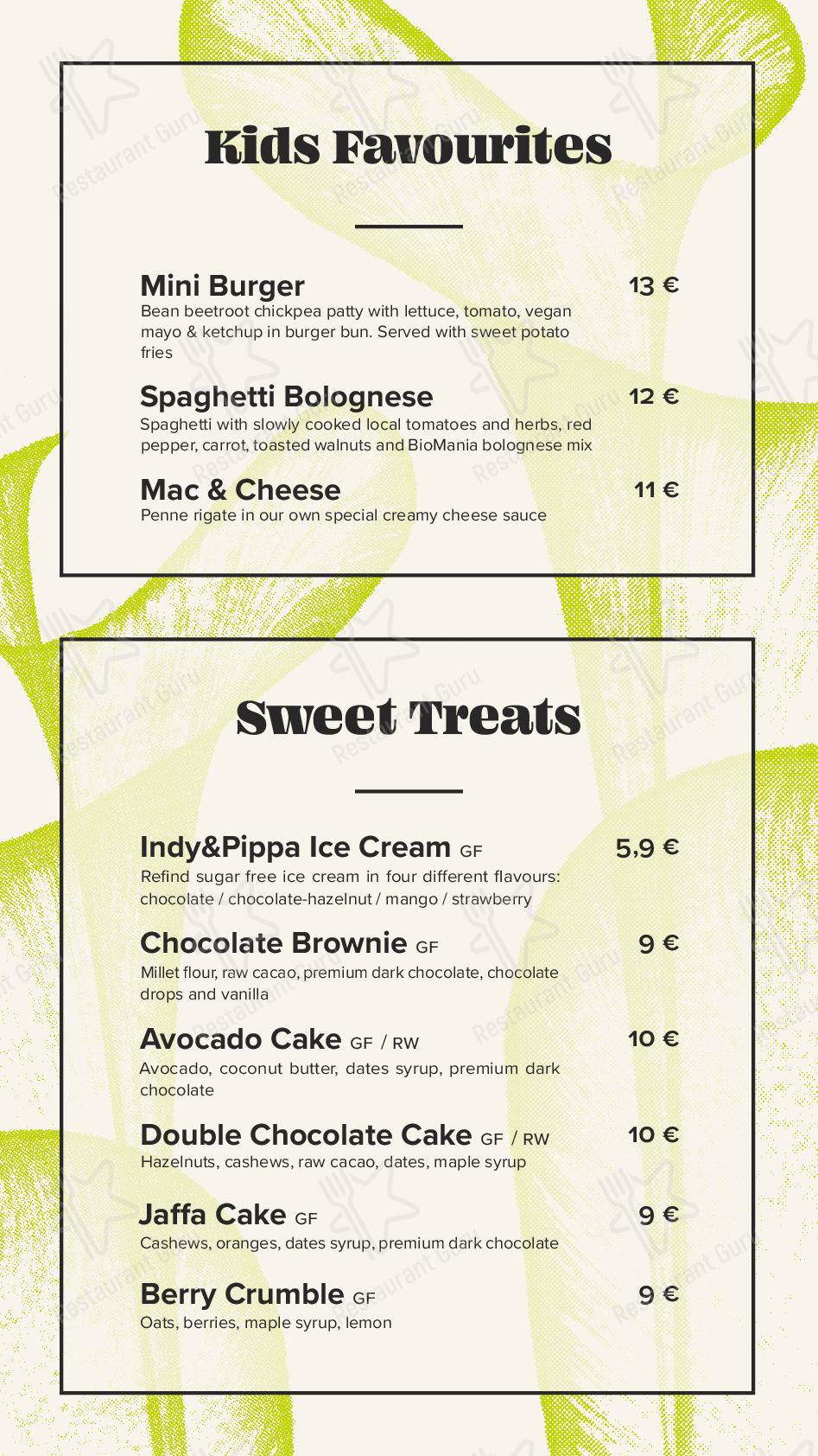 Menu di BioMania Bistro Bol