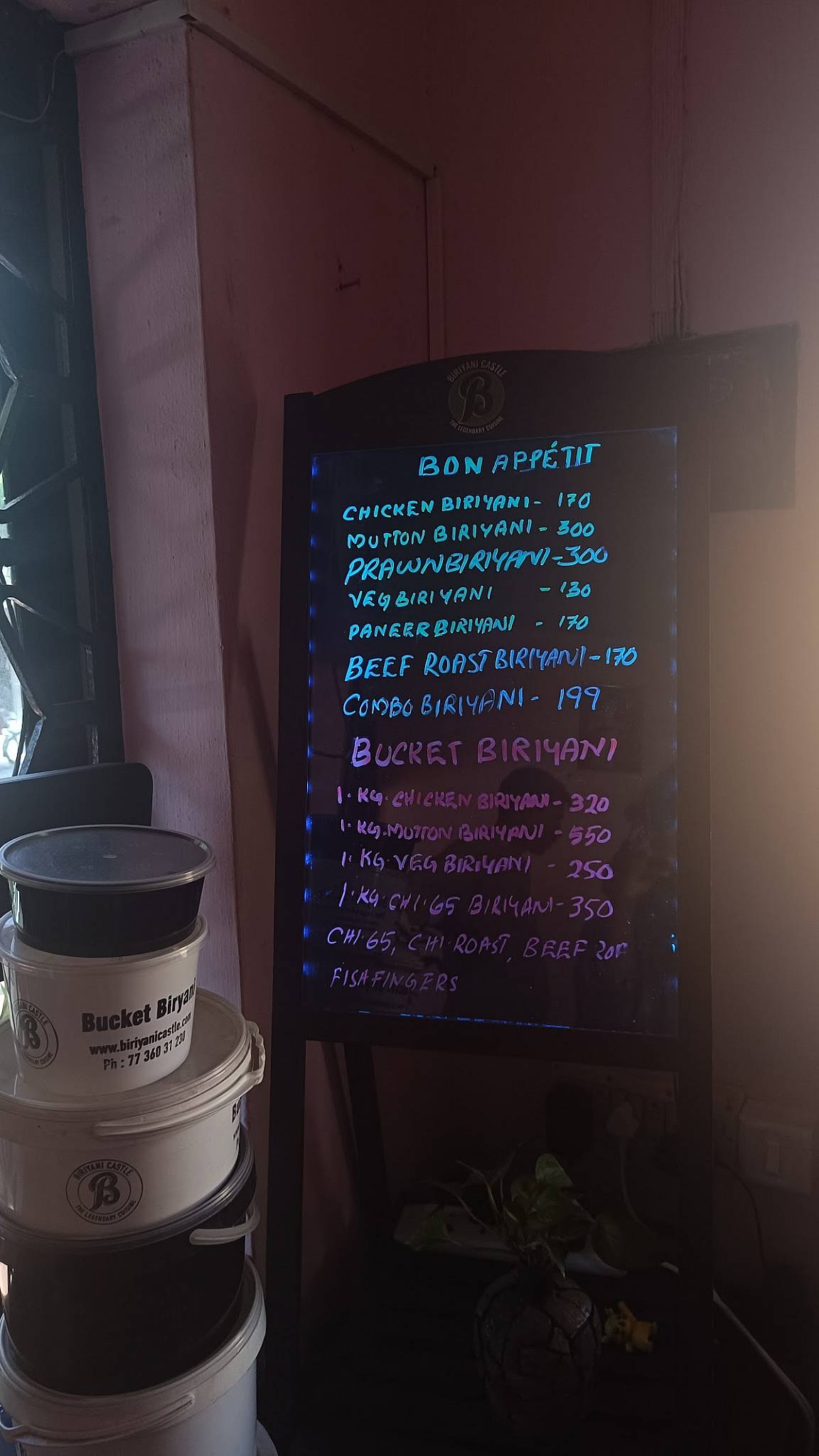 Biriyani Castle menu