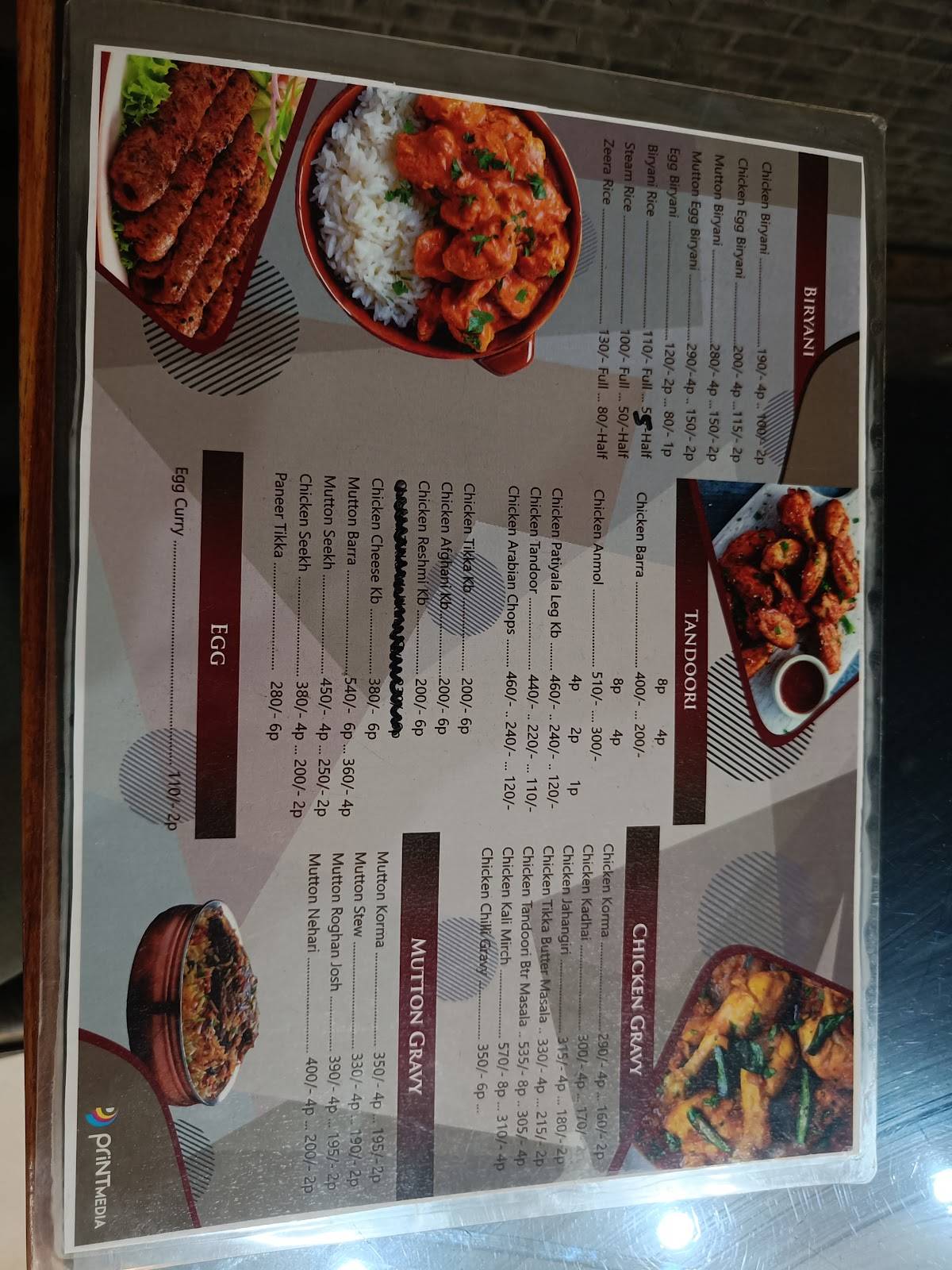 Biryani Mahal Restaurant and Takeaway menu