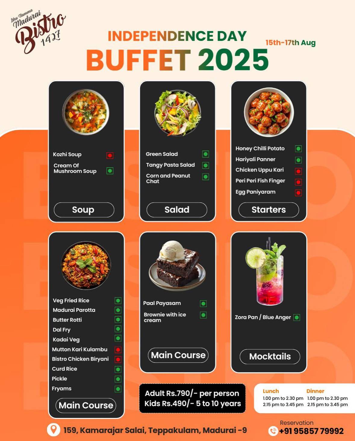 Bistro 1427 - Madurai Restaurant menu